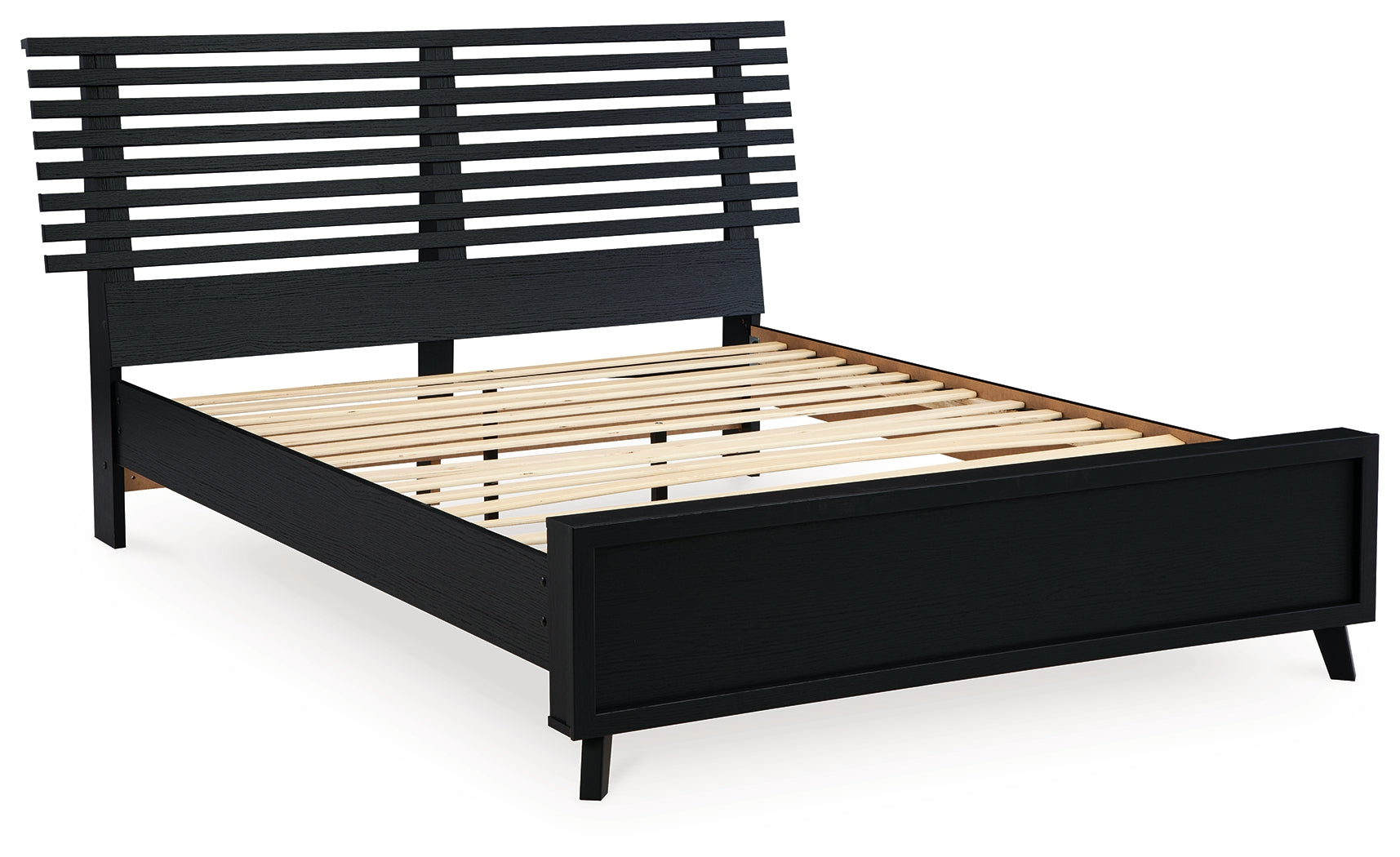 Danziar Black Full Slat Panel Bed- Viva Furn