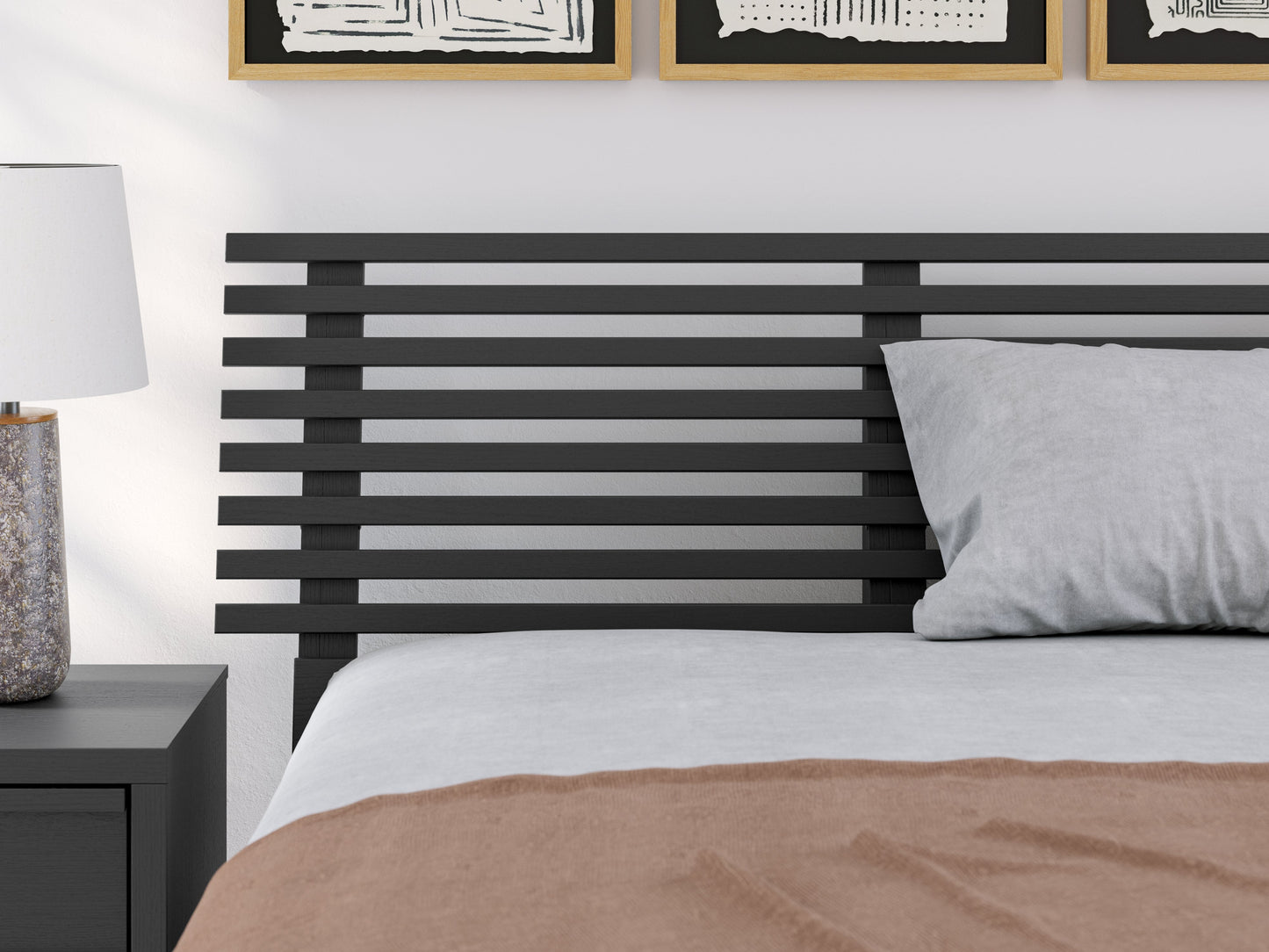 Danziar Black Full Slat Panel Bed- Viva Furn