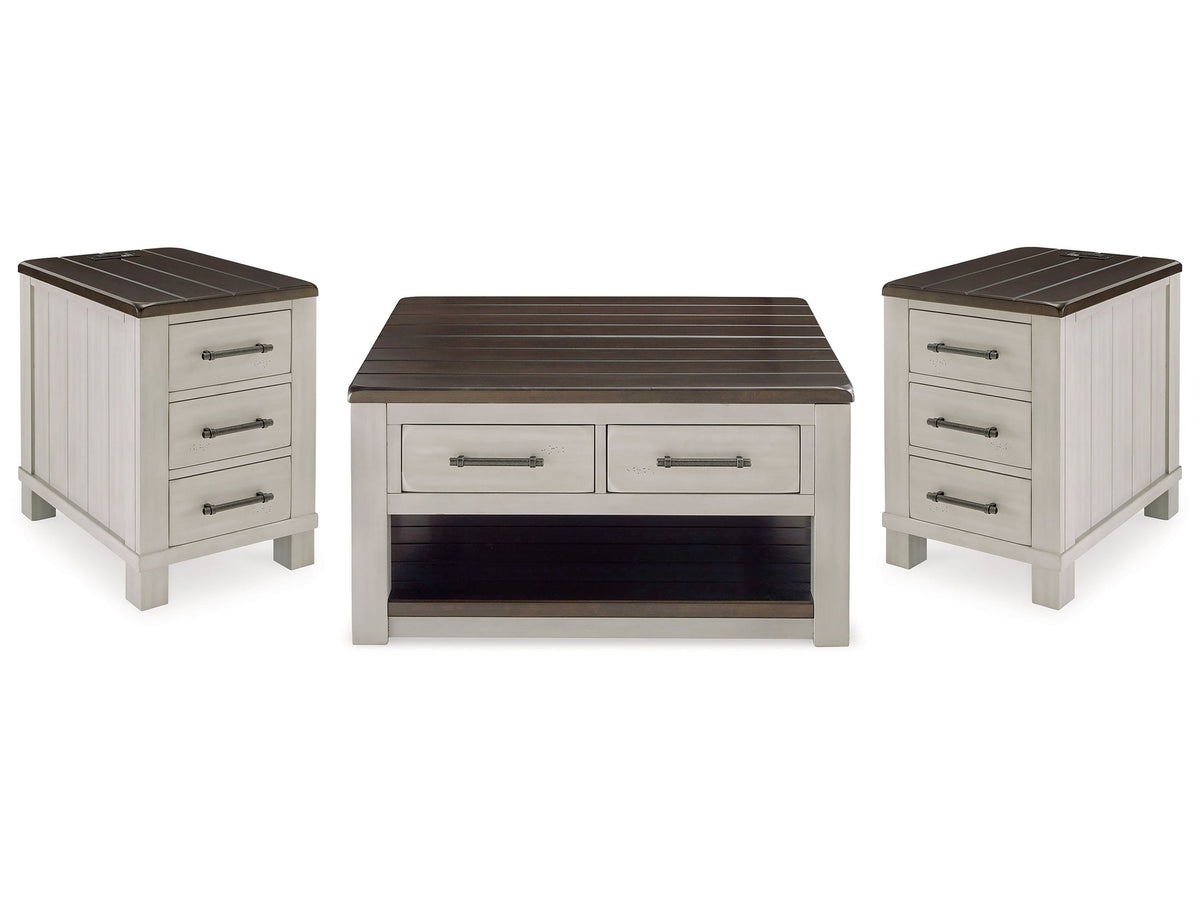 Darborn Gray/Brown Lift-top Coffee Table and 2 Chairside End Tables - Ornate Home