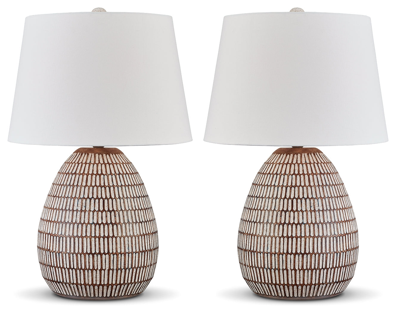 Darrich Beige/White 2-Piece Lamp Set- Viva Furn