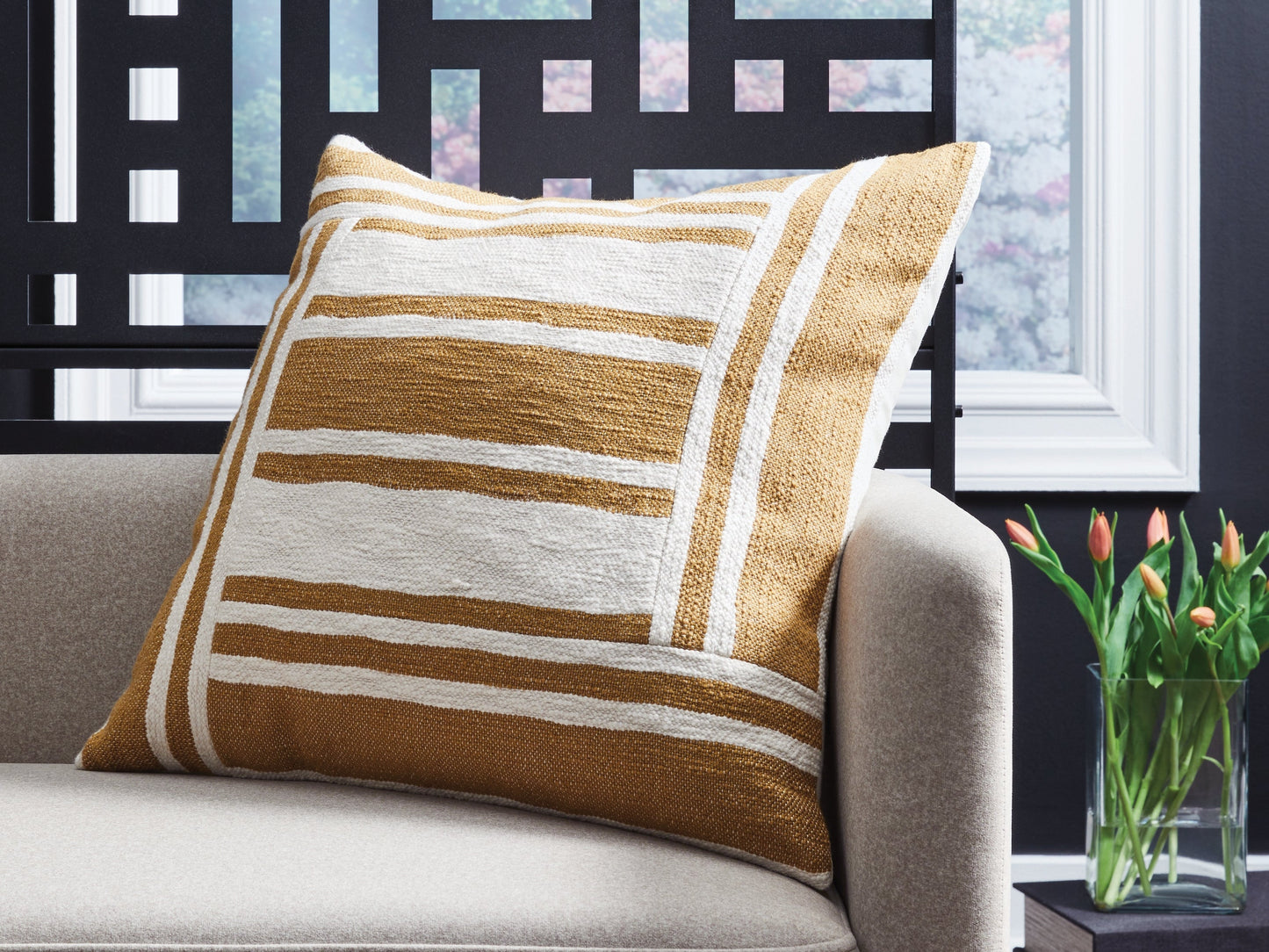 Darrman Ochre/Ivory Pillow (Set of 4)- Viva Furn