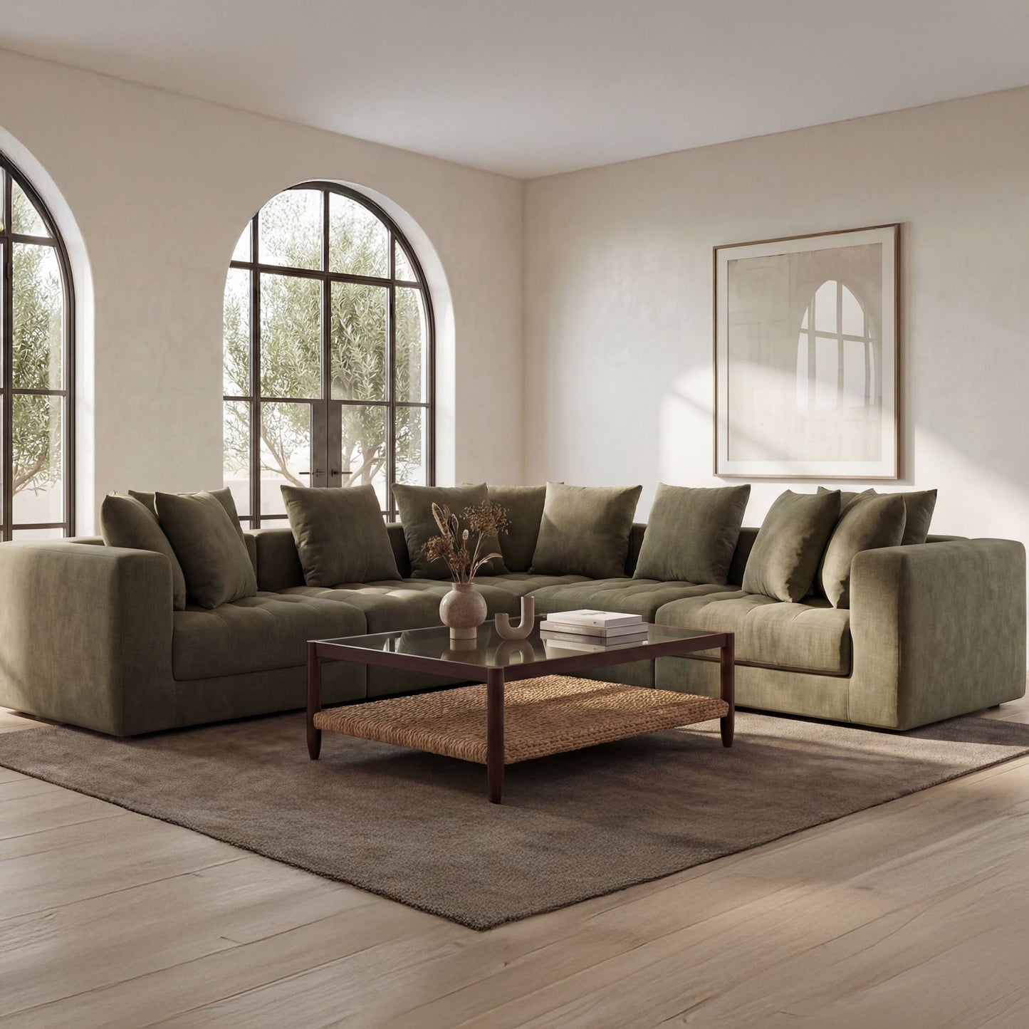 Davie Olive Corner Chair - Ornate Home