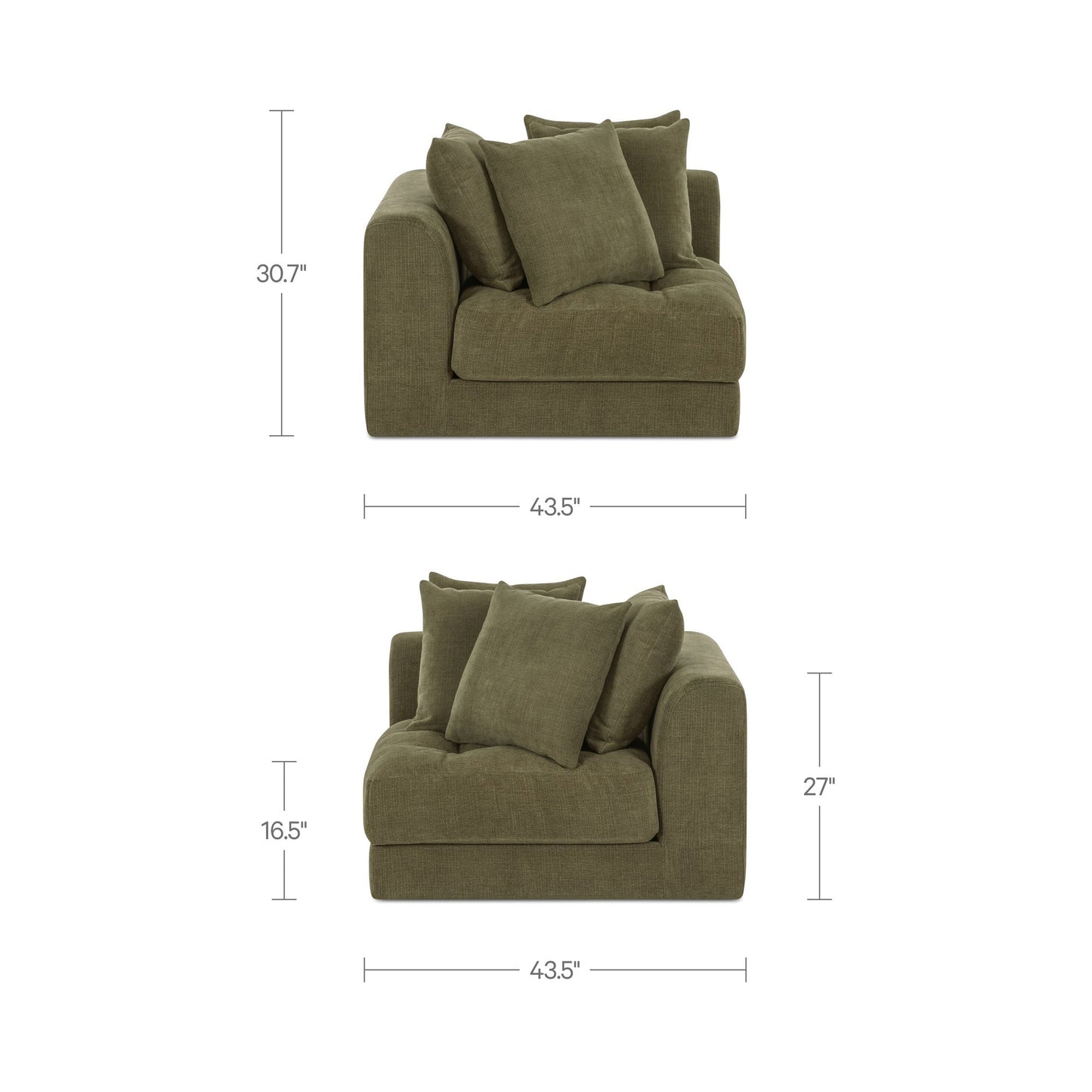 Davie Olive Corner Chair - Ornate Home