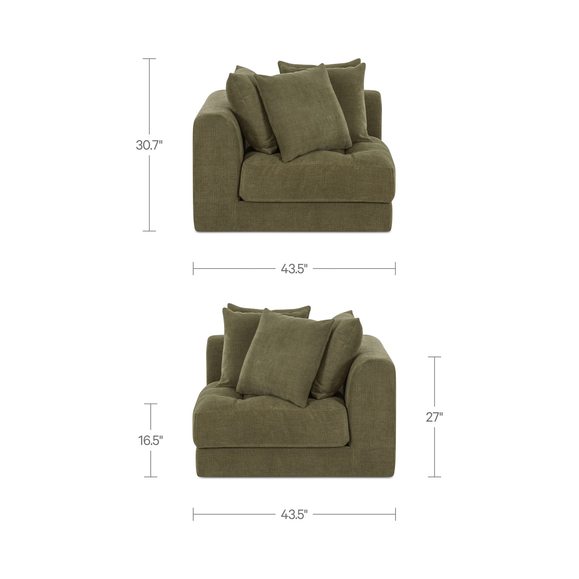 Davie Olive Corner Chair - Ornate Home