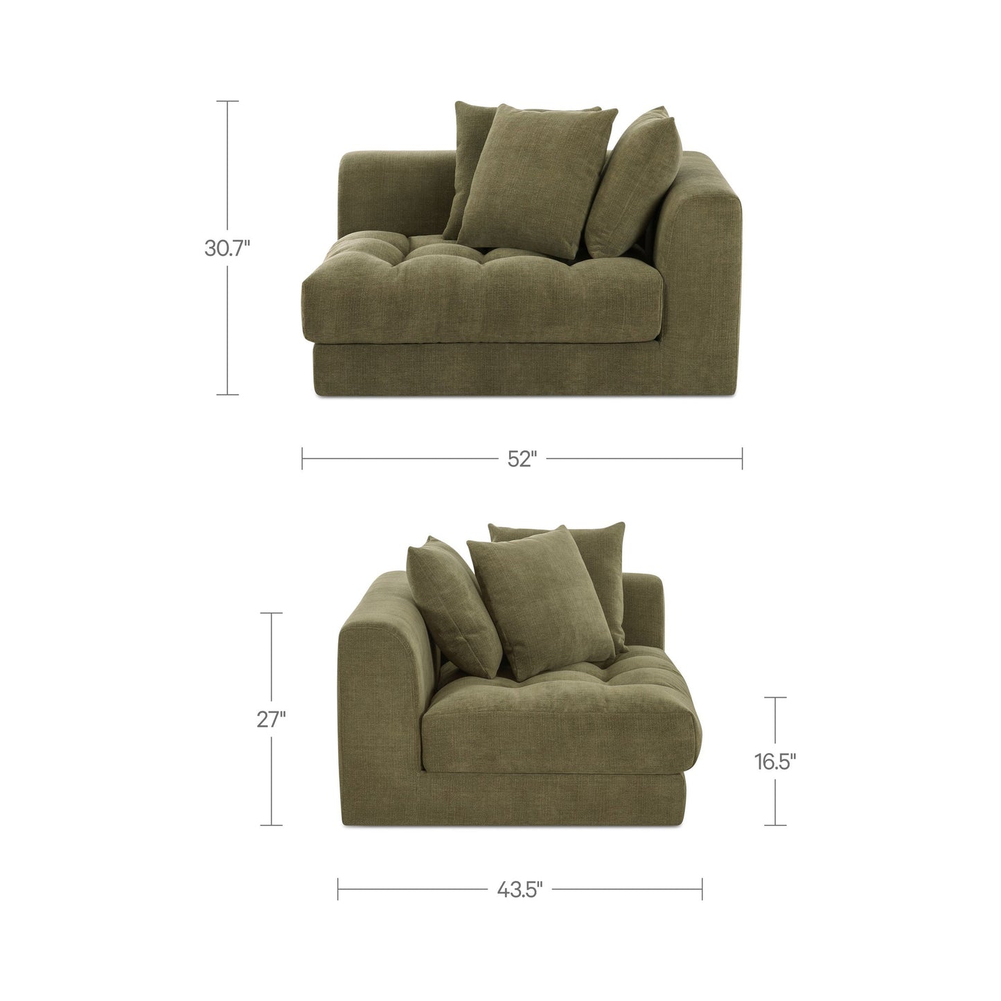 Davie Olive Right Arm Facing Chair - Ornate Home