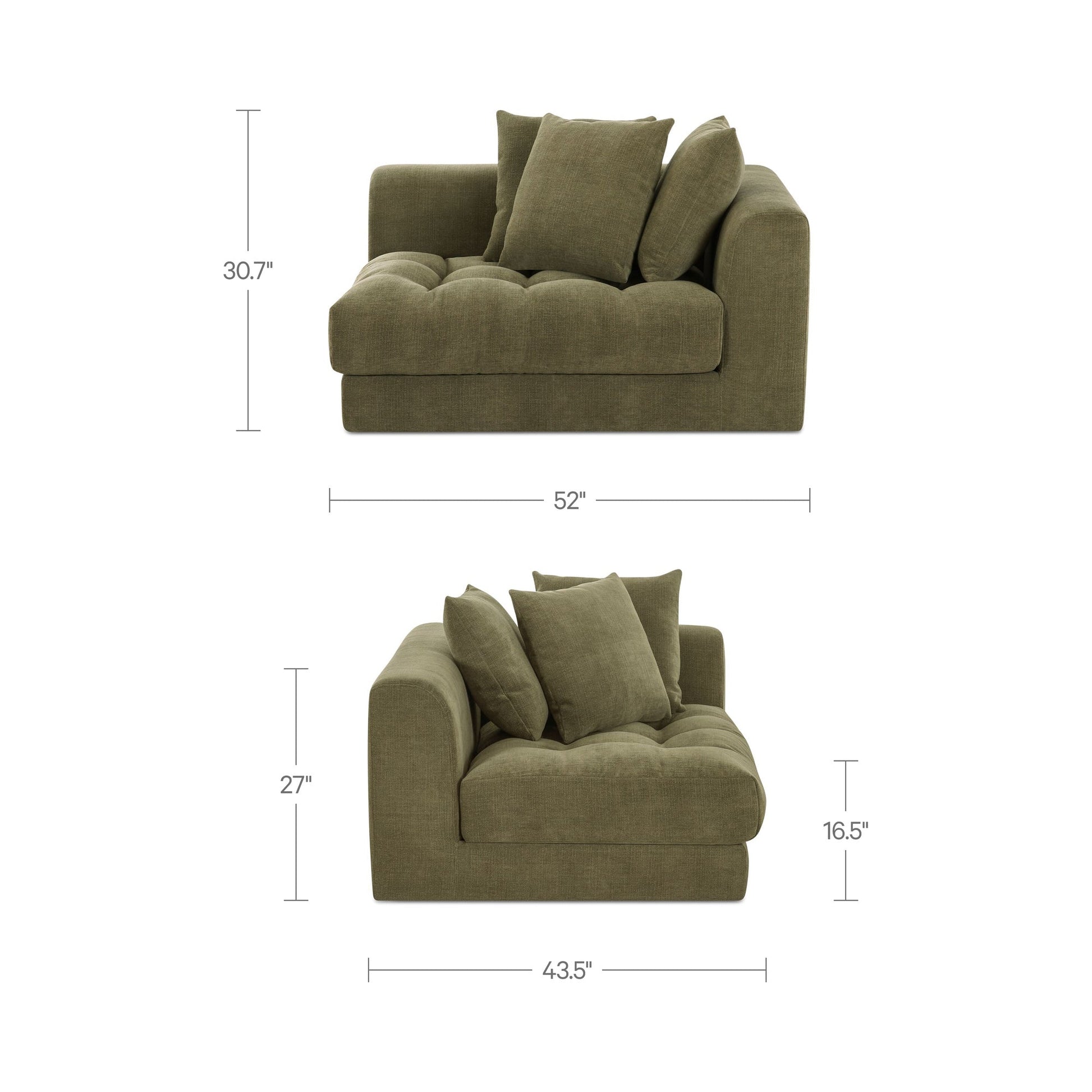 Davie Olive Right Arm Facing Chair - Ornate Home