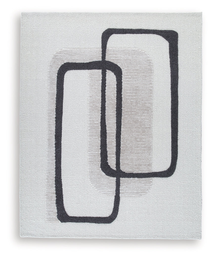 Davismour Ivory/Taupe/Charcoal Large Rug- Viva Furn