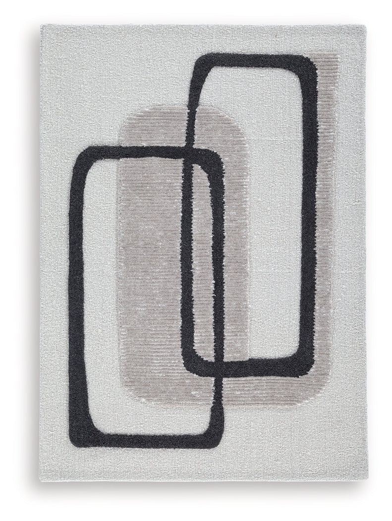 Davismour Ivory/Taupe/Charcoal Medium Rug- Viva Furn