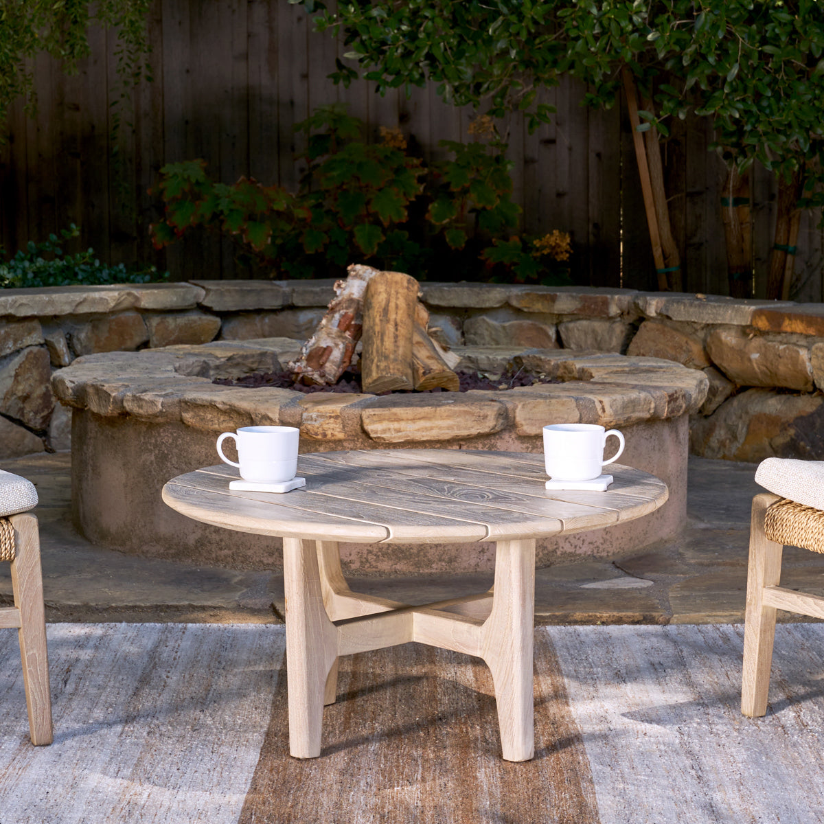 Dawn Natural Brown Outdoor Round Coffee Table - Ornate Home