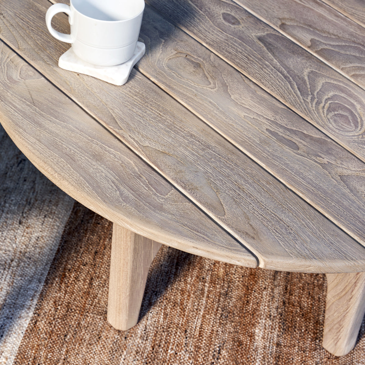 Dawn Natural Brown Outdoor Round Coffee Table - Ornate Home