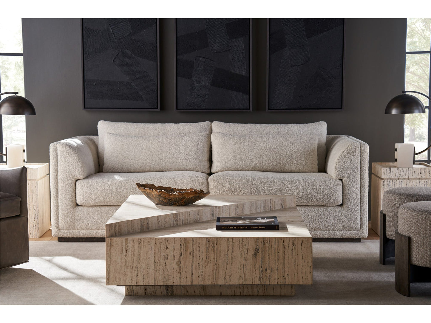 Daxton White Travertine Cocktail Table - Ornate Home
