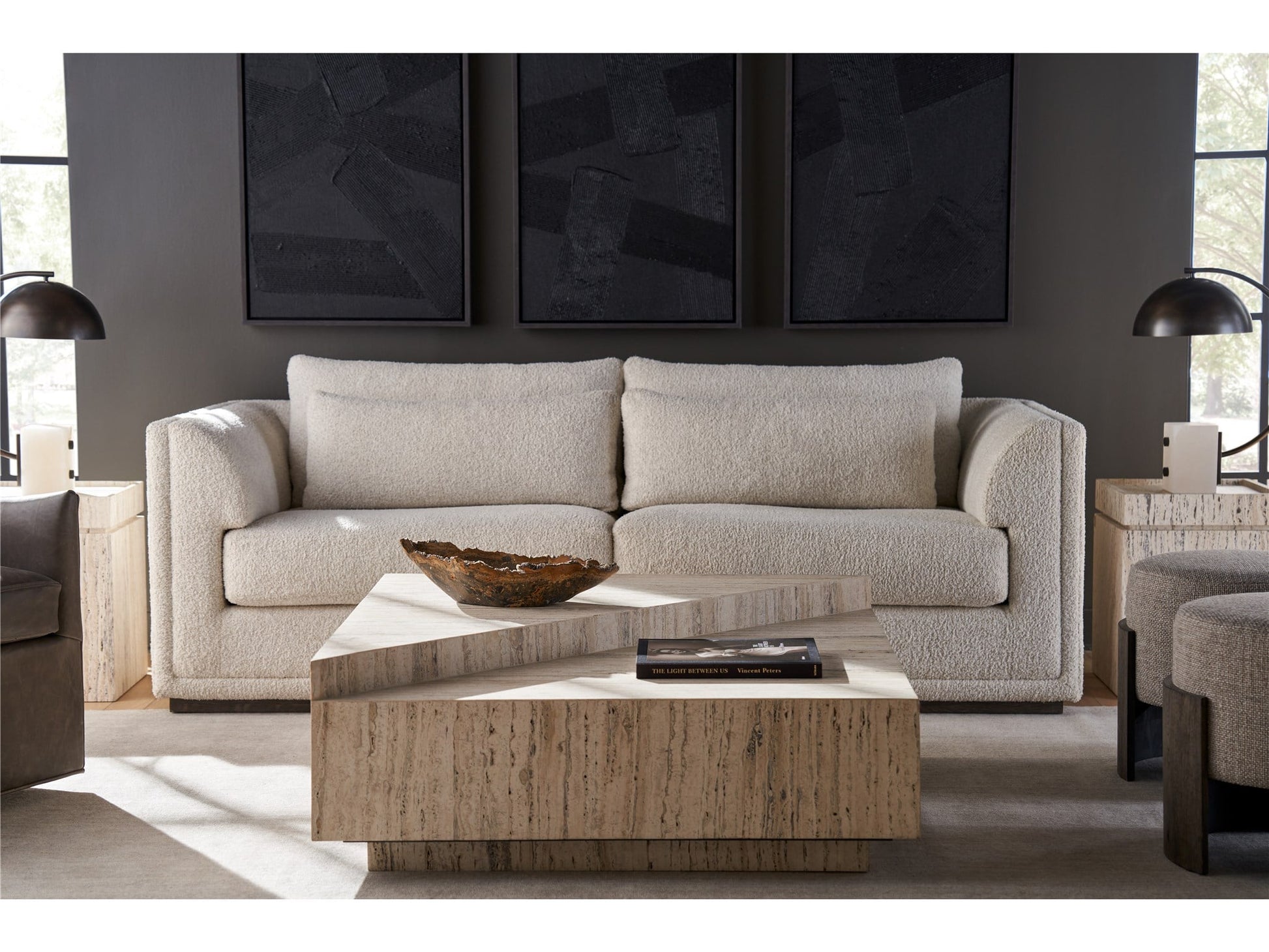 Daxton White Travertine Cocktail Table - Ornate Home