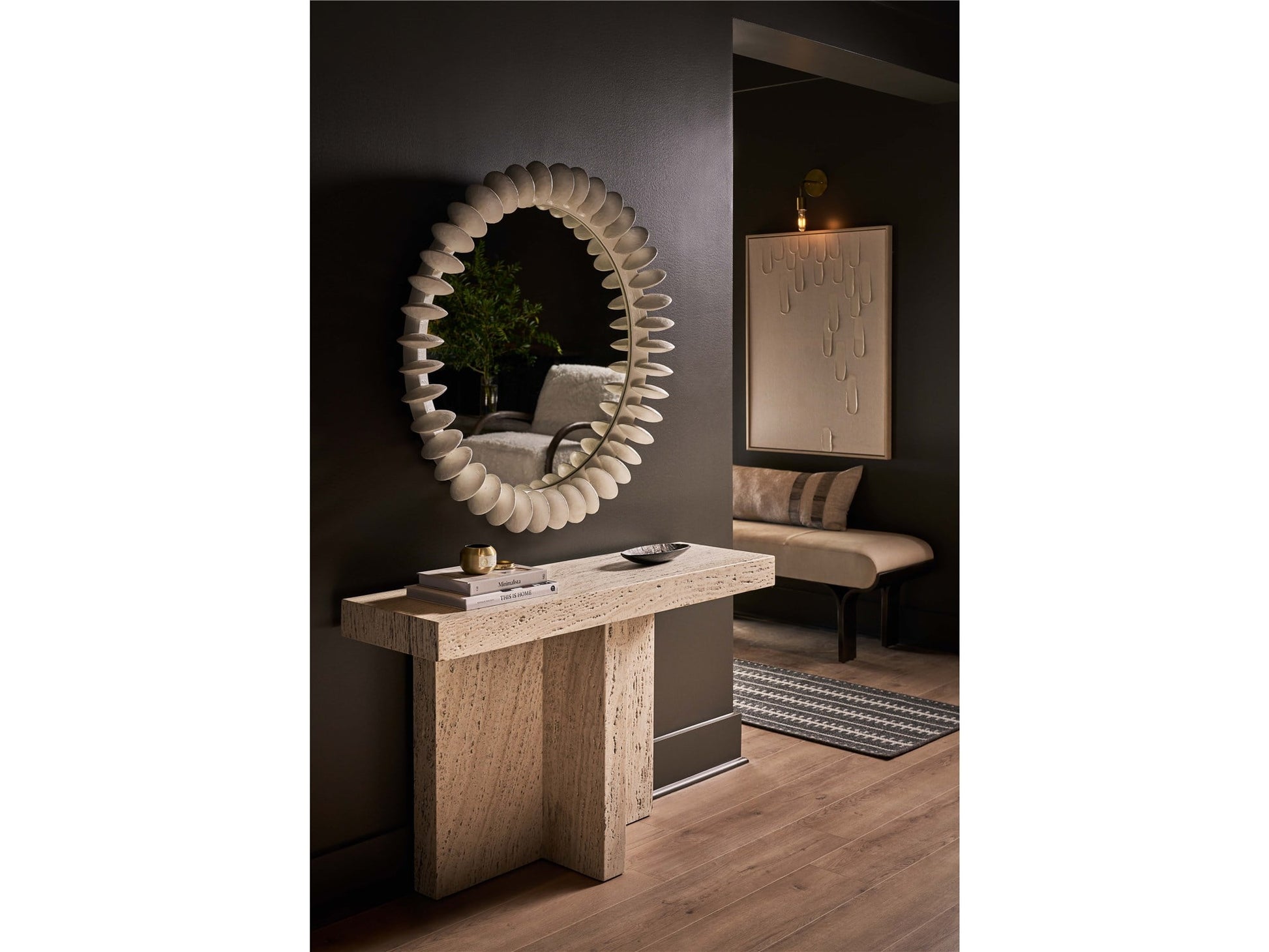 Daxton White Travertine Console Table - Ornate Home