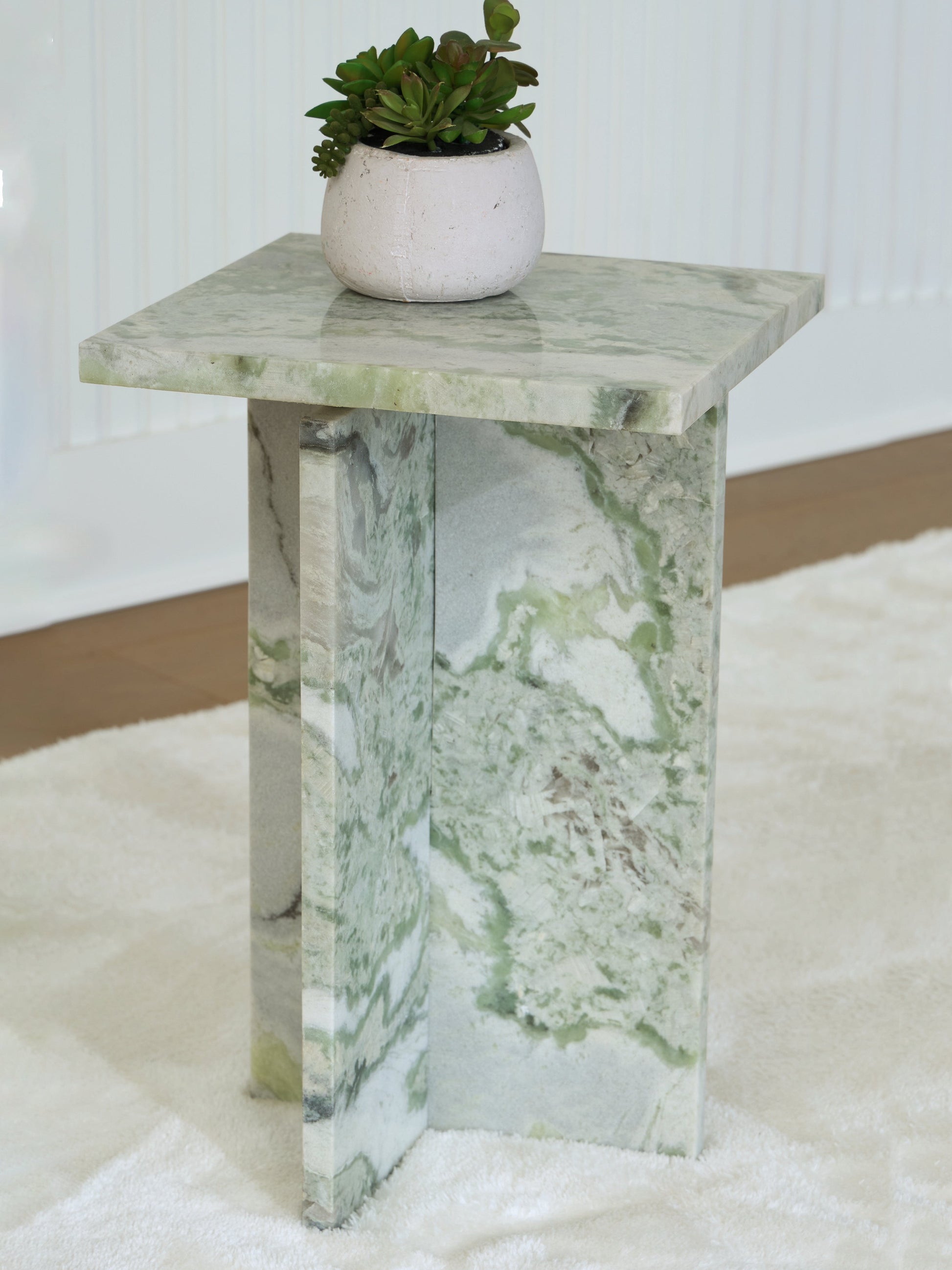 Deaconwell White/Green Accent Table- Viva Furn