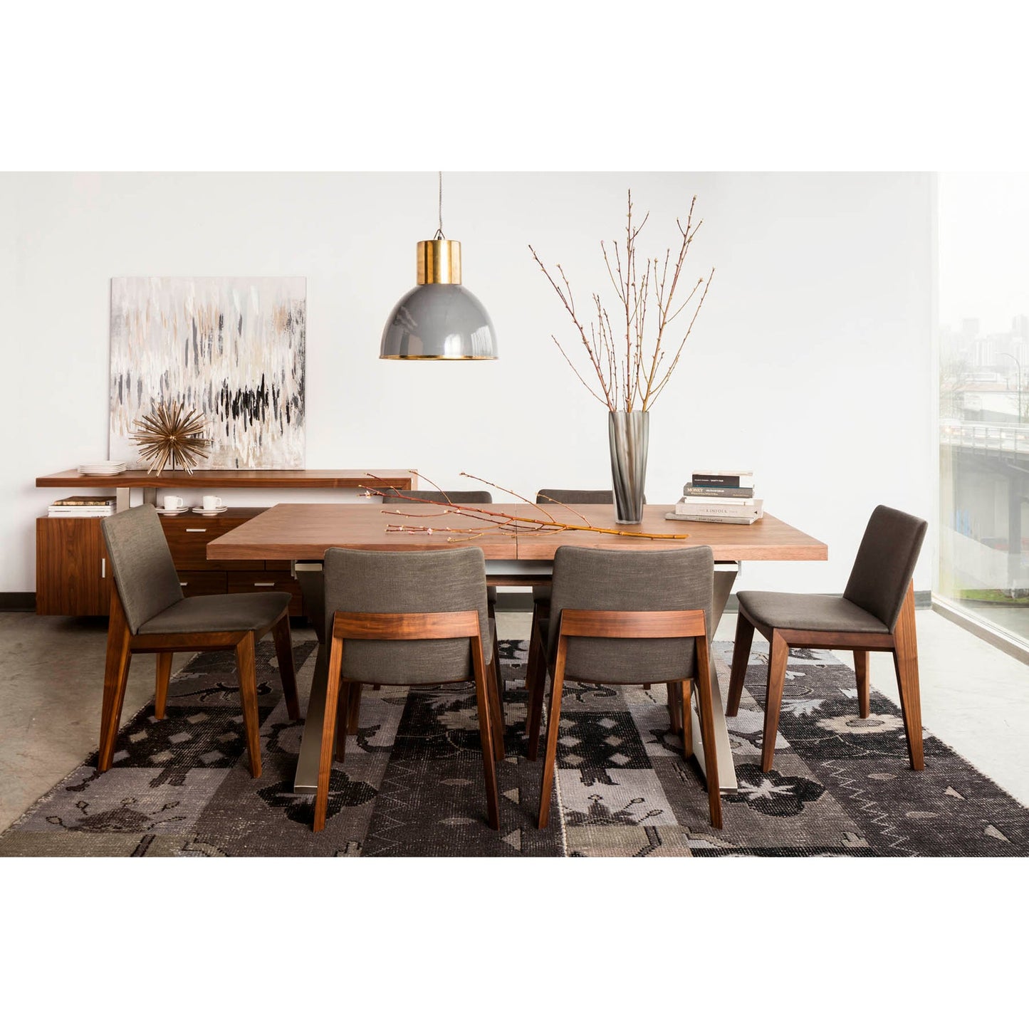 Deco Dark Grey/Natural Walnut Dining Chair (Set of 2) - Ornate Home