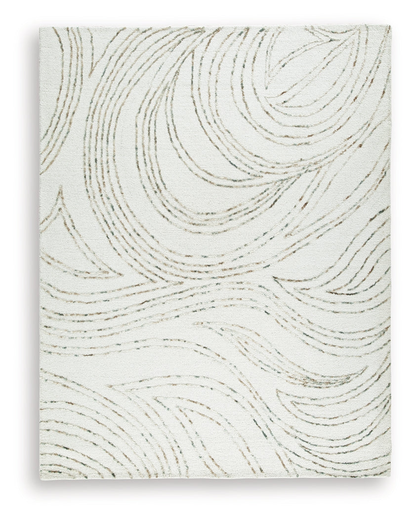 Deenbury Ivory/Green/Brown Large Rug- Viva Furn