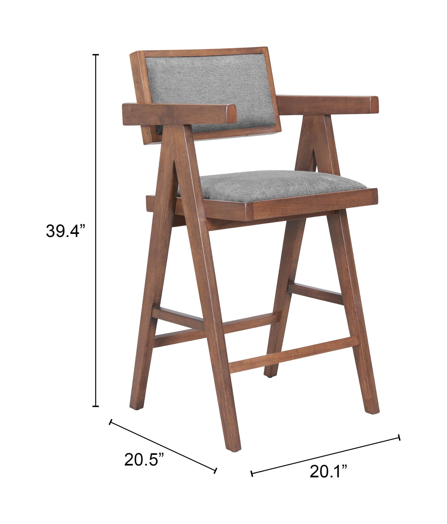 Delhi Gray & Walnut Counter Stool (Set of 2) - Ornate Home