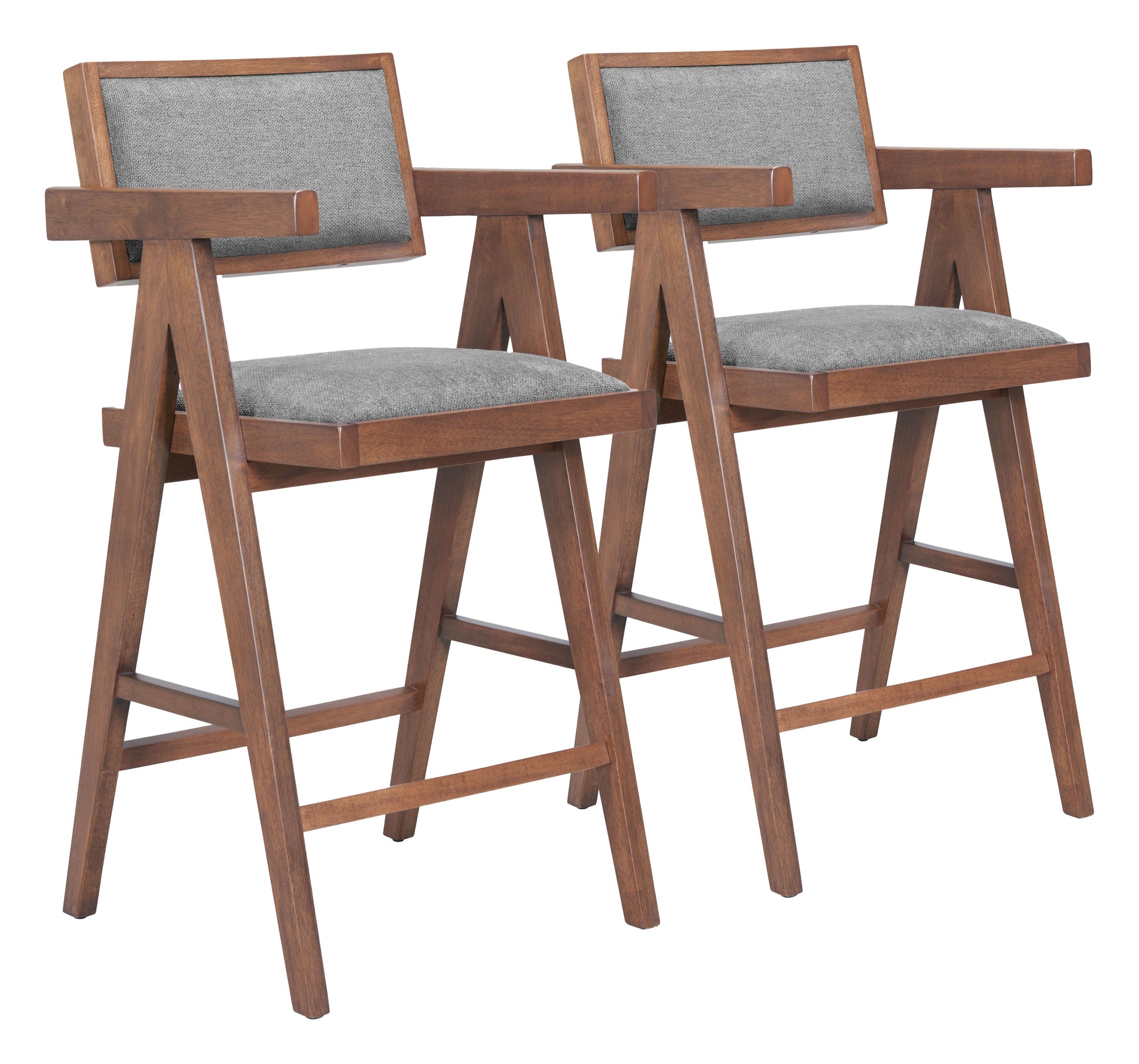 Delhi Gray & Walnut Counter Stool (Set of 2) - Ornate Home