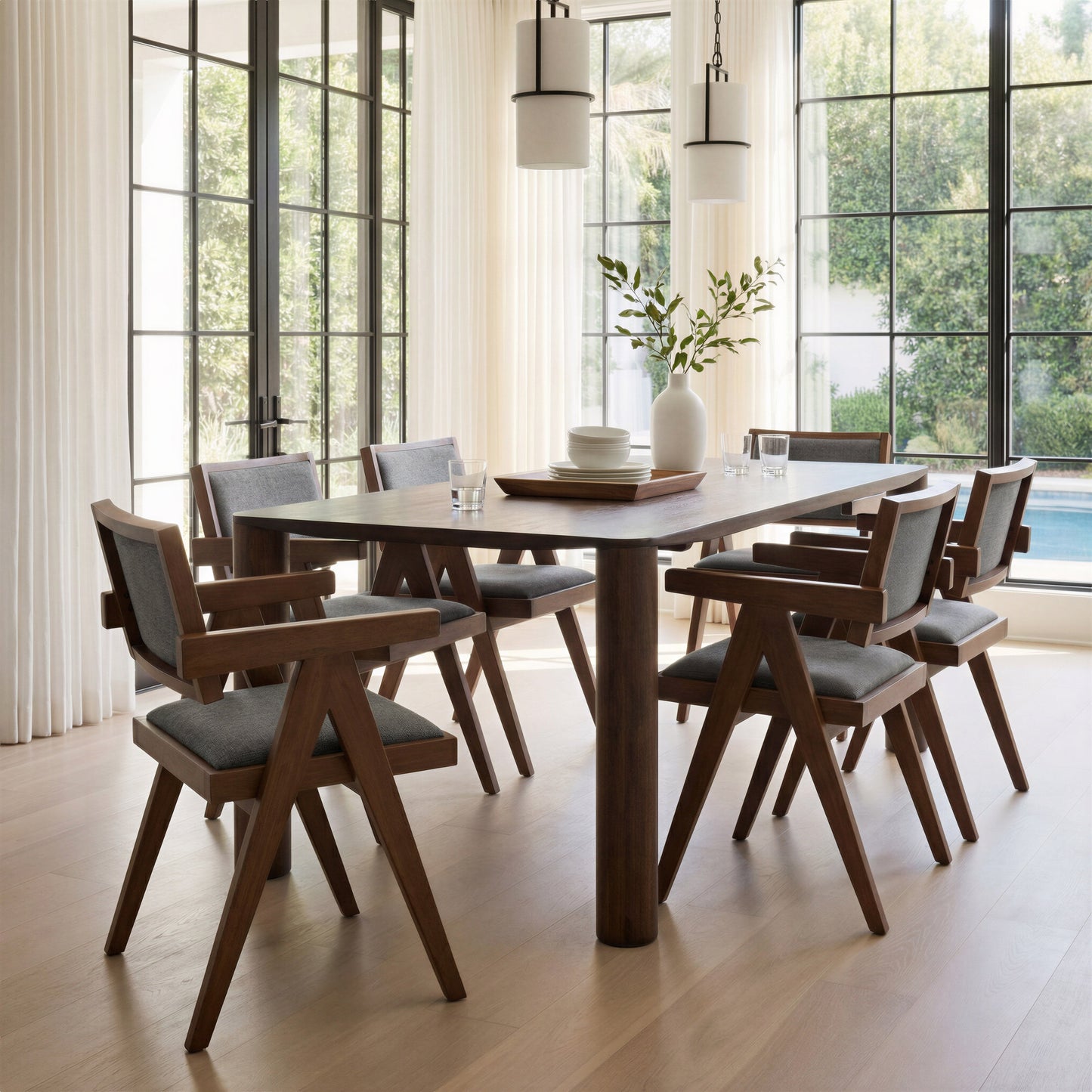 Delhi Gray & Walnut Dining Chair (Set of 2) - Ornate Home