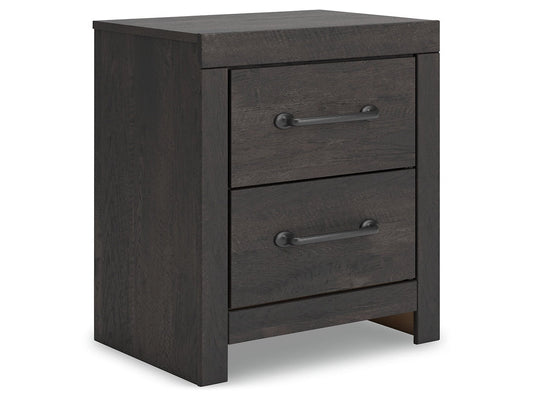 Delmorta Dark Gray-22" 2 Drawer Charging Nightstand- Viva Furn