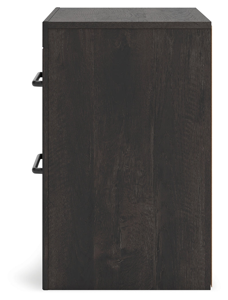 Delmorta Dark Gray-22" 2 Drawer Charging Nightstand- Viva Furn