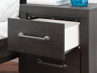 Delmorta Dark Gray-22" 2 Drawer Charging Nightstand- Viva Furn