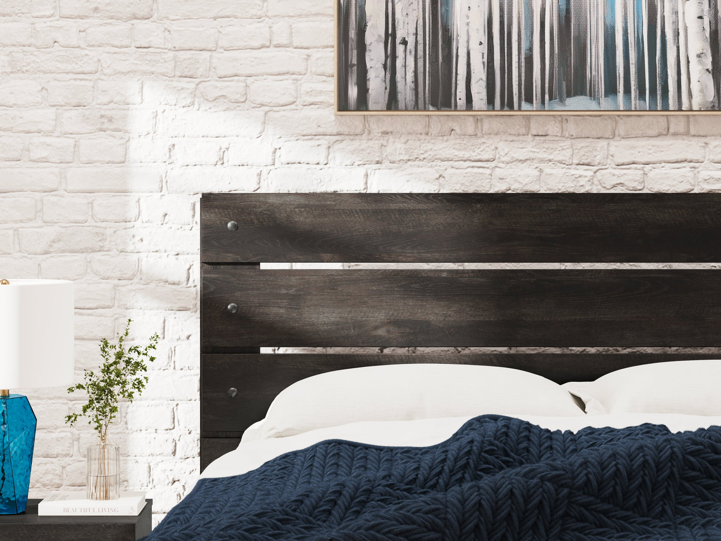 Delmorta Dark Gray Queen Panel Bed- Viva Furn
