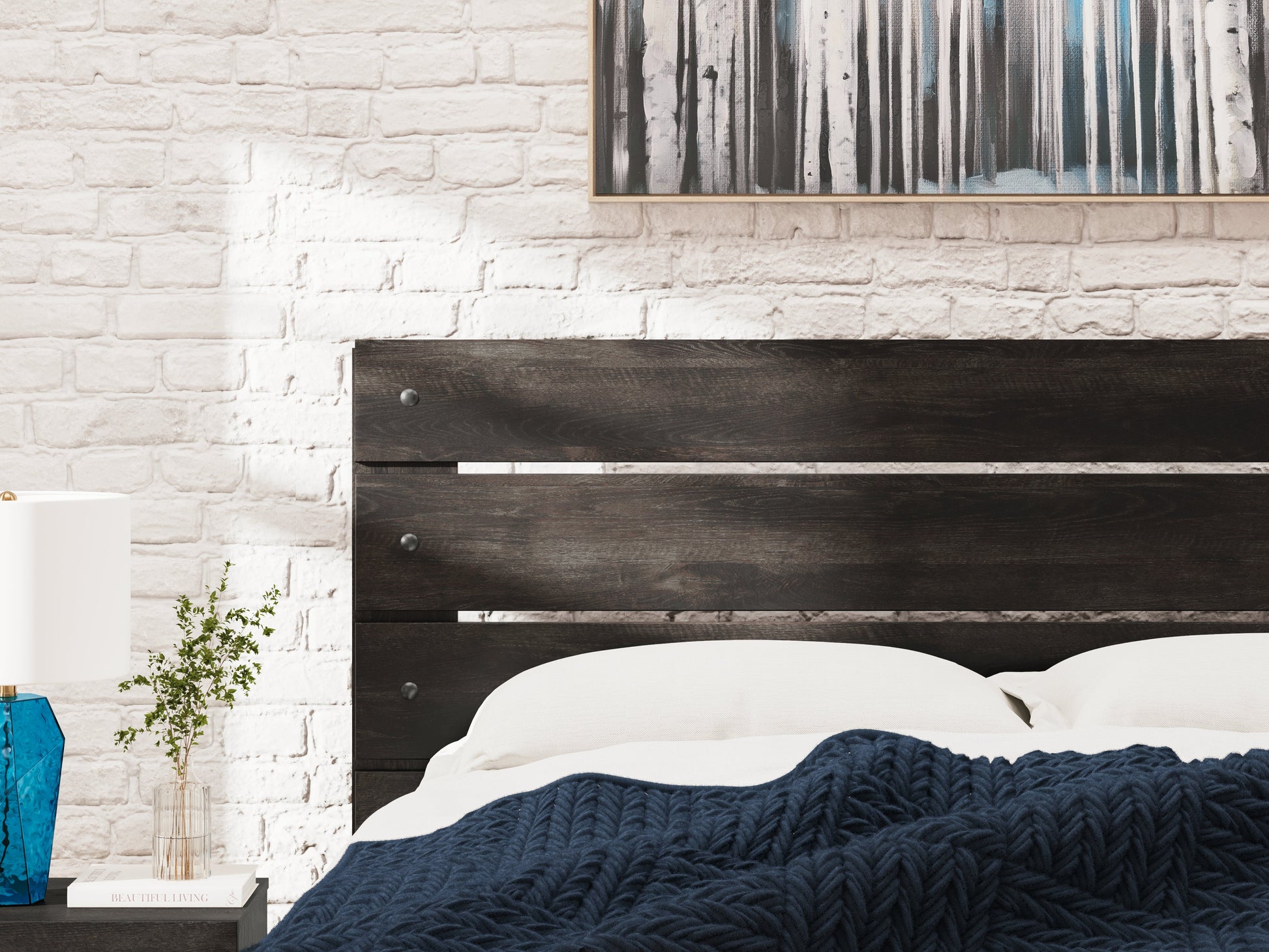 Delmorta Dark Gray Queen Panel Bed- Viva Furn