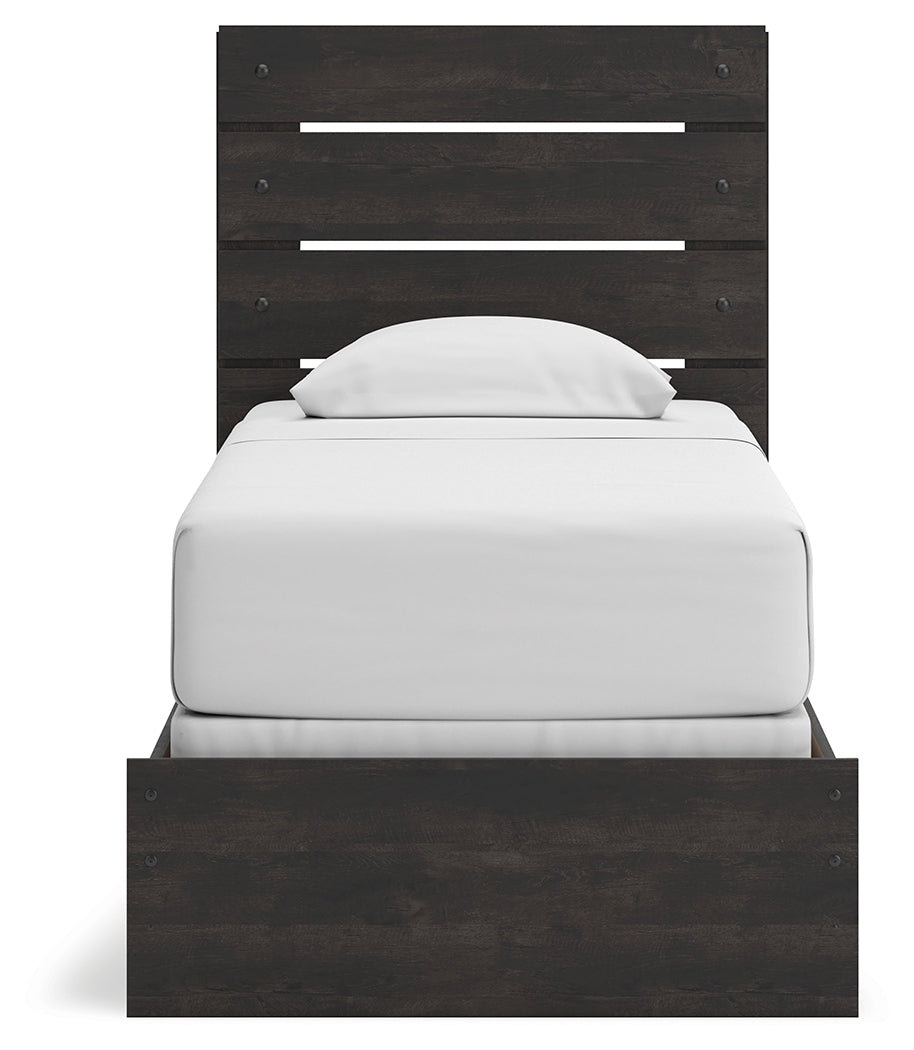 Delmorta Dark Gray Twin Panel Bed- Viva Furn