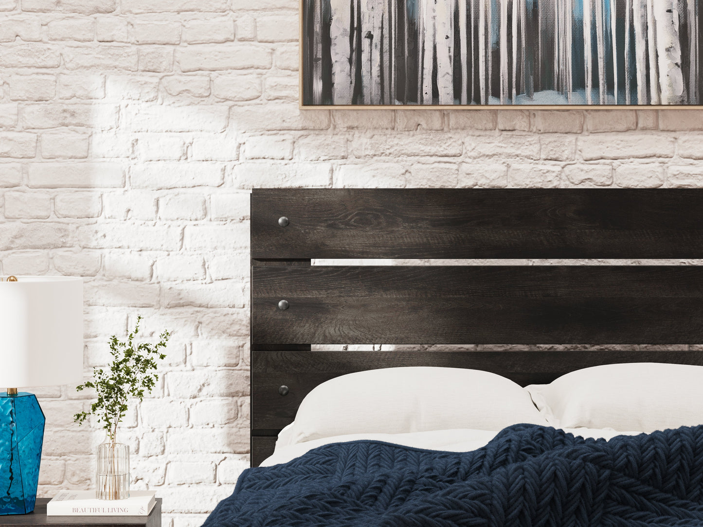 Delmorta Dark Gray Twin Panel Bed- Viva Furn
