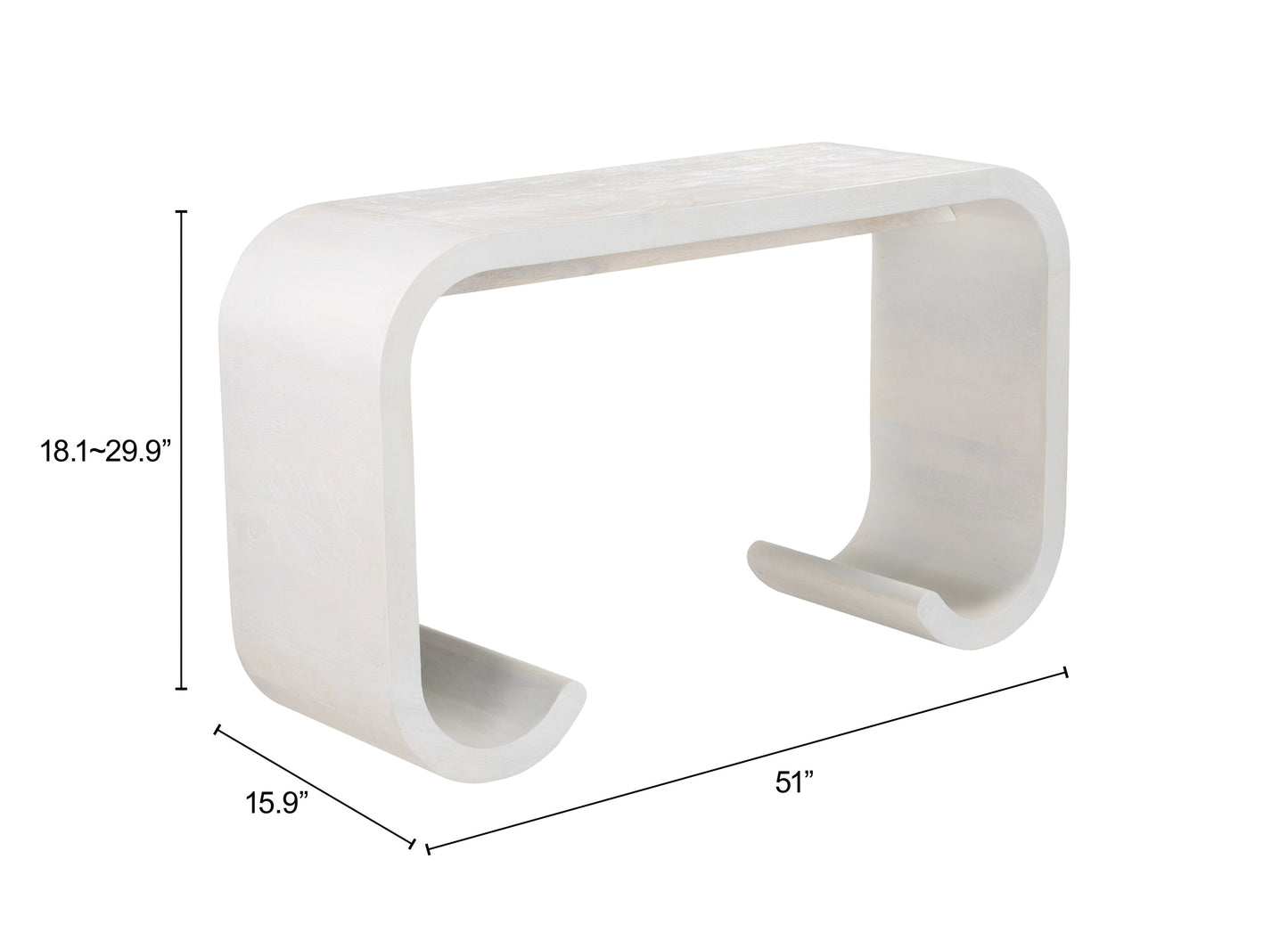 Dena Whitewashed Console Table - Ornate Home
