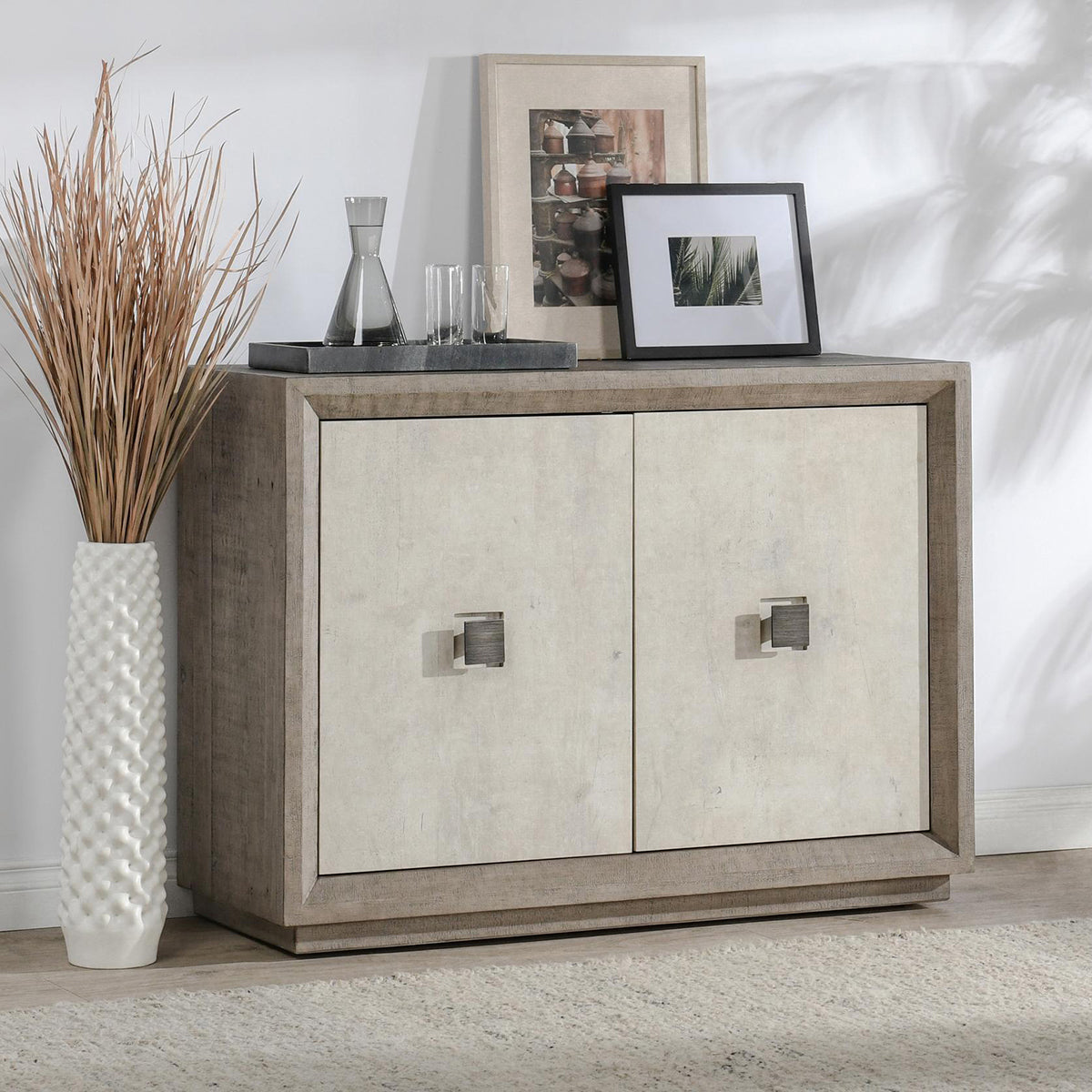 Denver Distressed Gray/Weathered Chalk Cabinet - Ornate Home