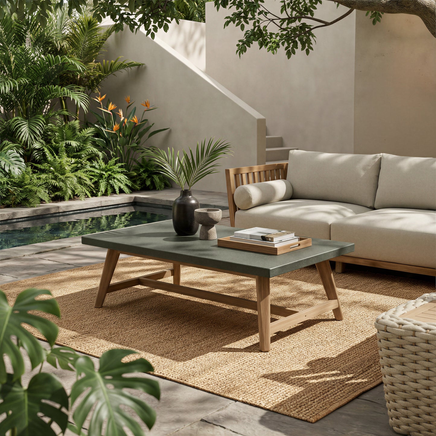 Dert Gray Outdoor Coffee Table - Ornate Home