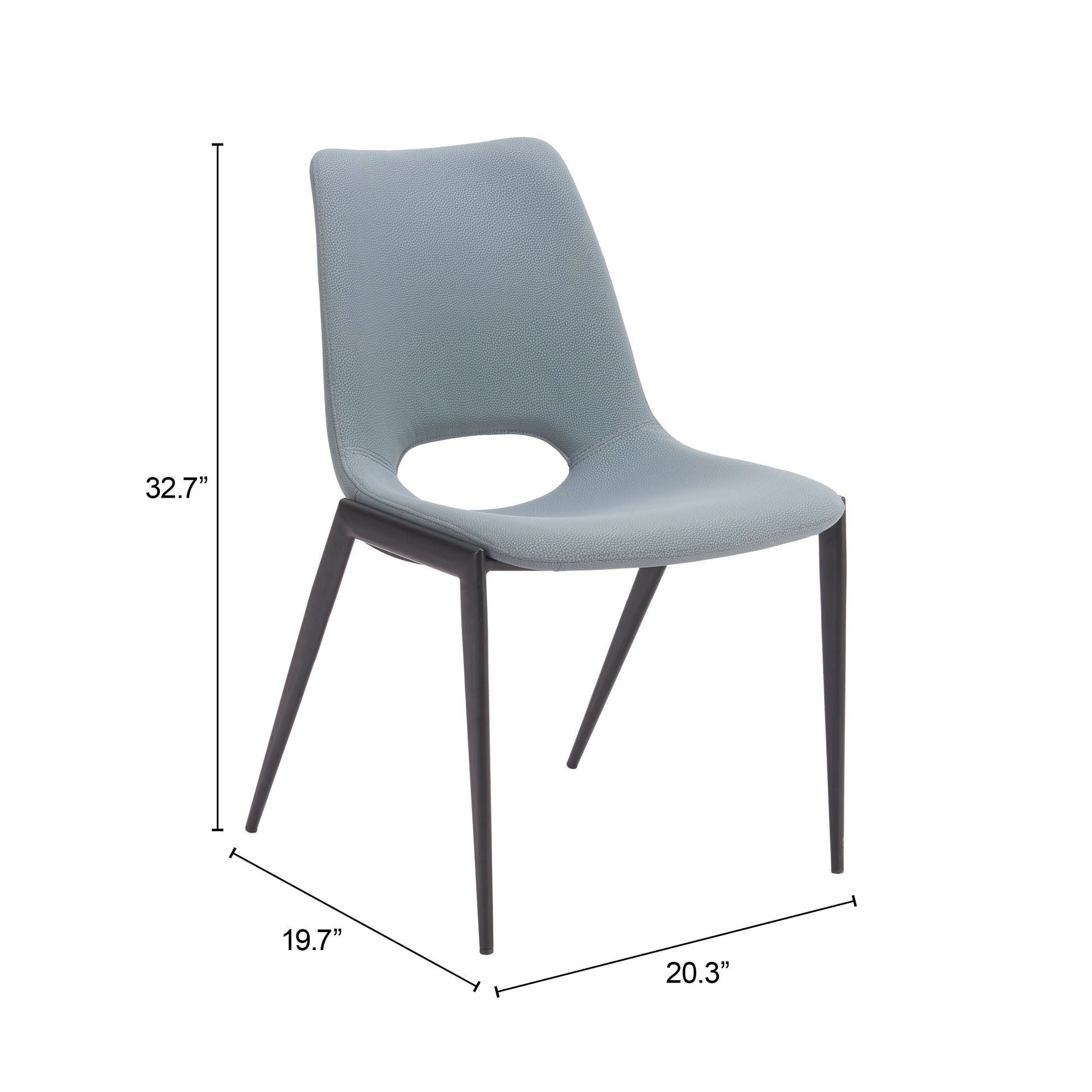 Desi Azure Gray Armless Dining Chair (Set of 2) - Ornate Home