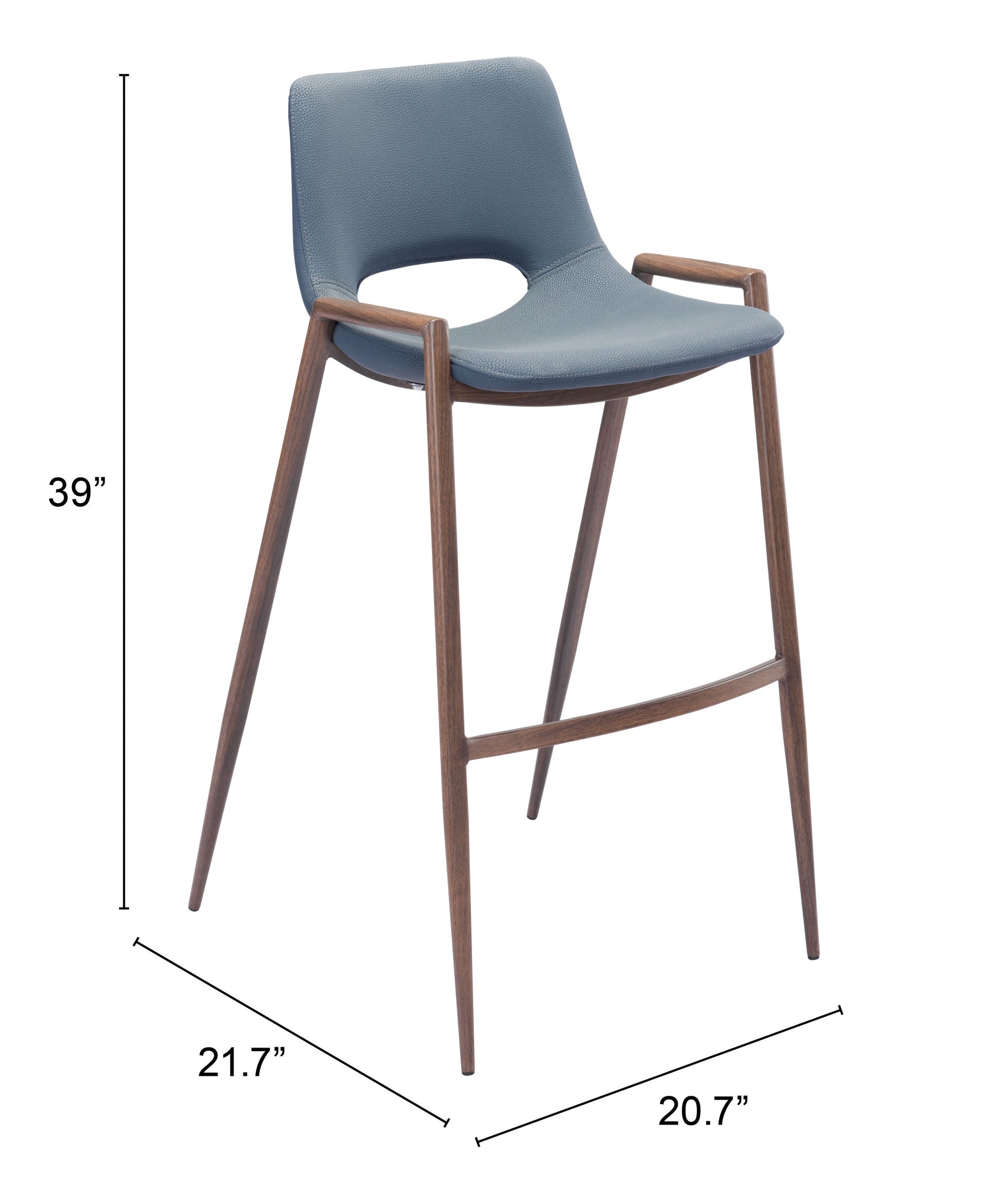 Desi Azure Gray & Walnut Barstool (Set of 2) - Ornate Home