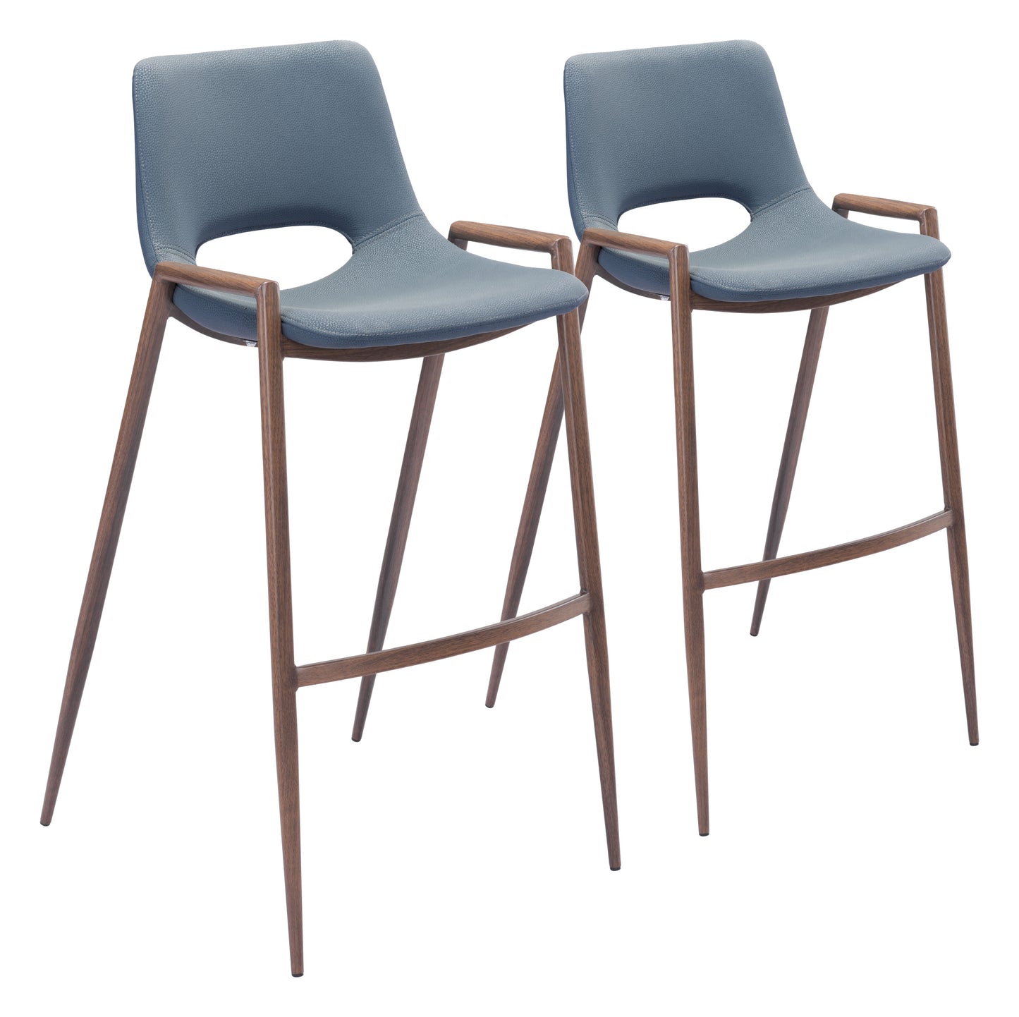 Desi Azure Gray & Walnut Barstool (Set of 2) - Ornate Home