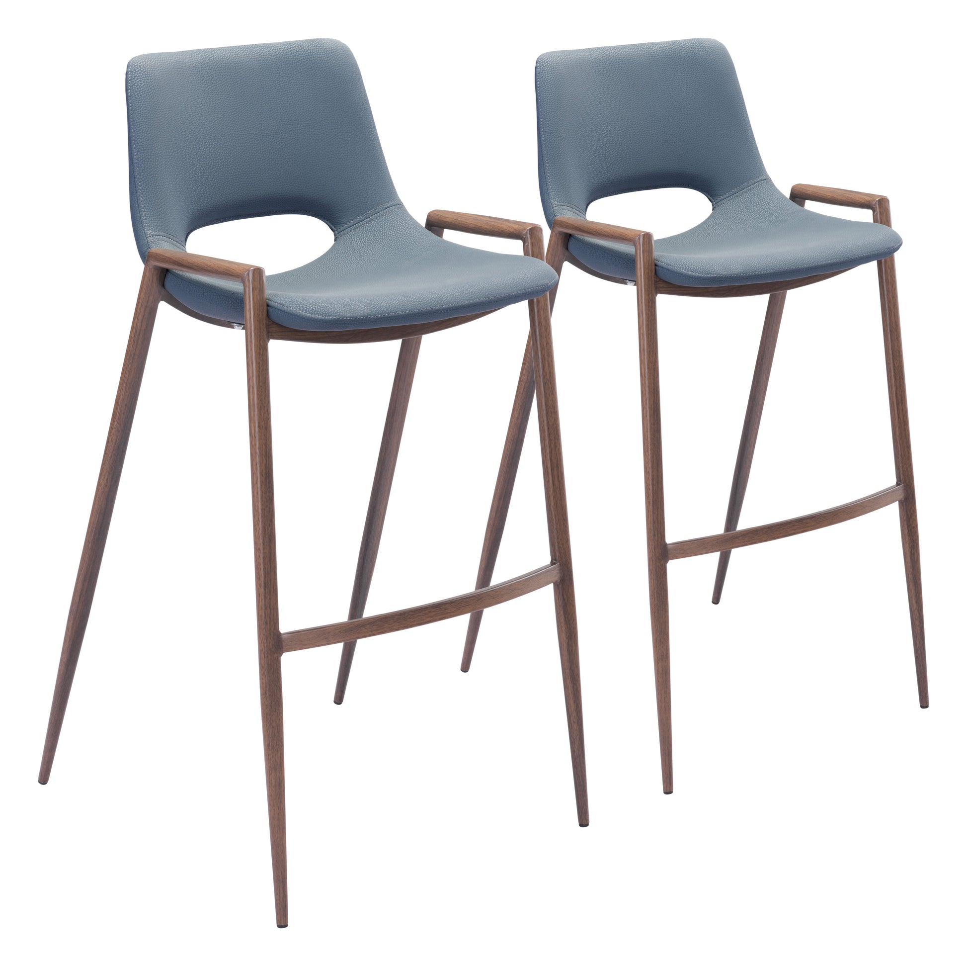 Desi Azure Gray & Walnut Barstool (Set of 2) - Ornate Home