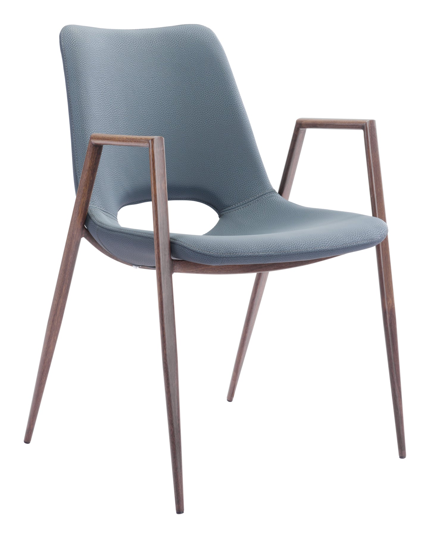 Desi Azure Gray & Walnut Dining Chair (Set of 2) - Ornate Home