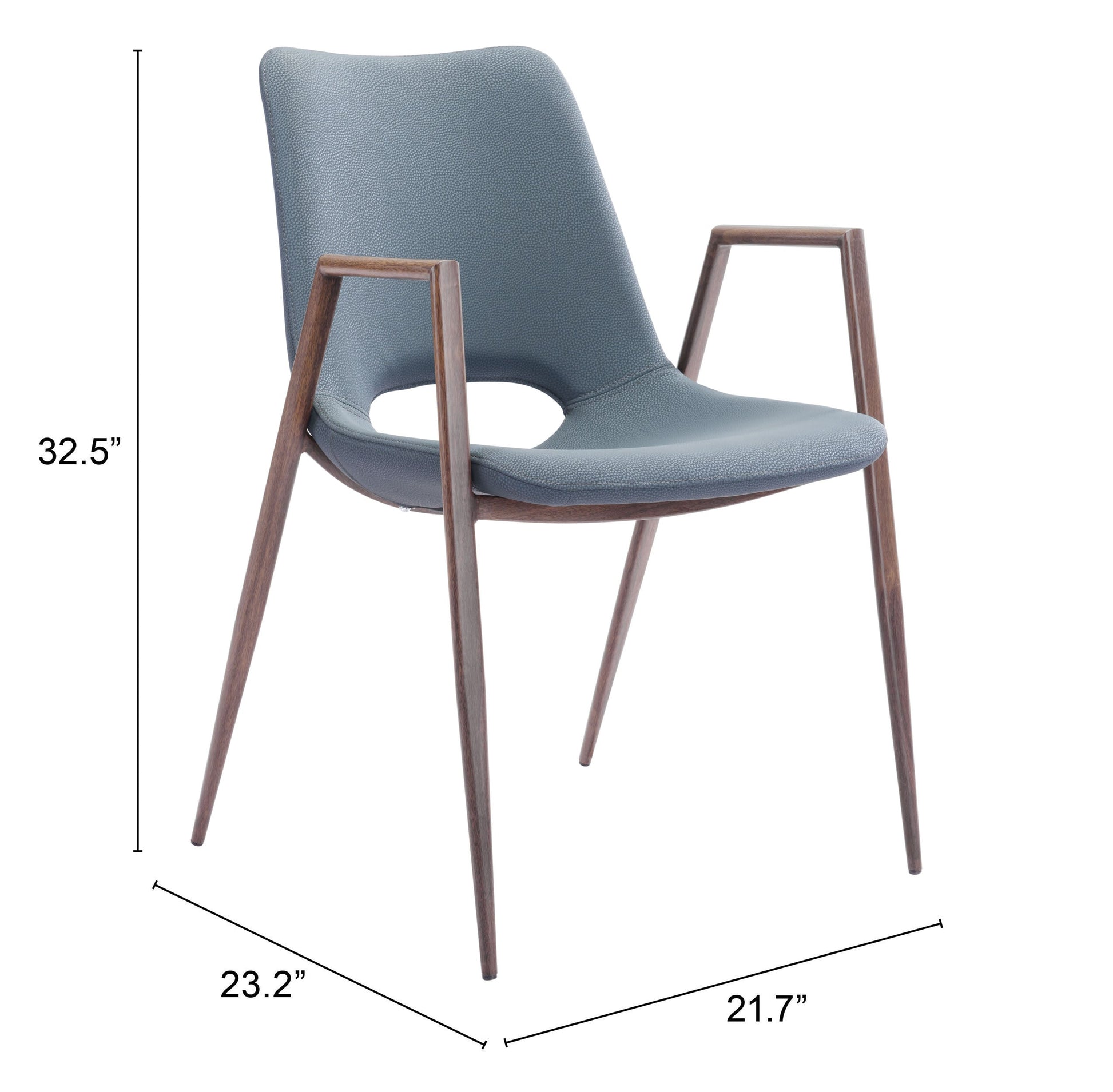 Desi Azure Gray & Walnut Dining Chair (Set of 2) - Ornate Home