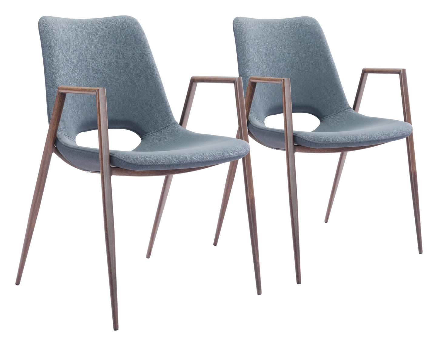 Desi Azure Gray & Walnut Dining Chair (Set of 2) - Ornate Home