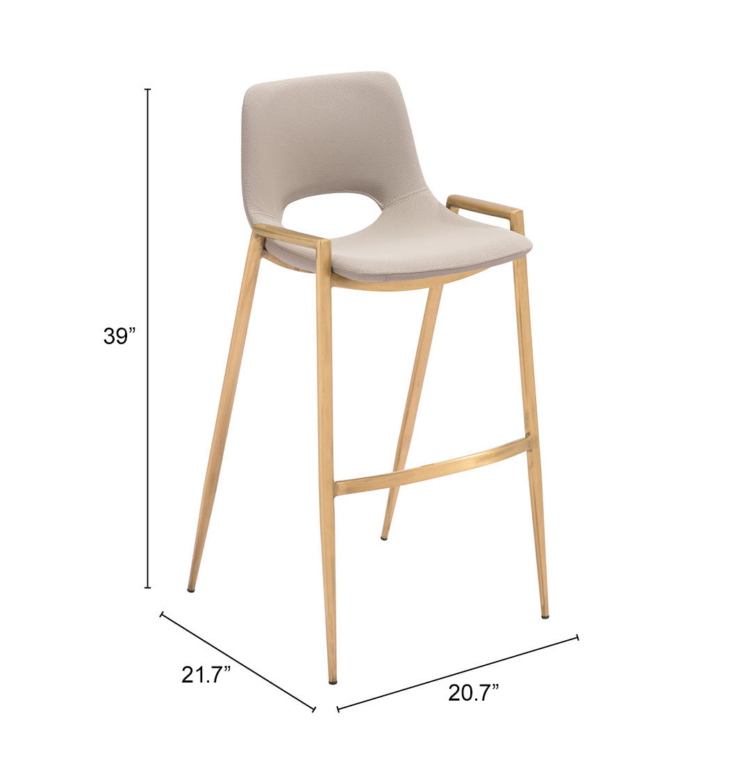 Desi Beige & Gold Barstool (Set of 2) - Ornate Home