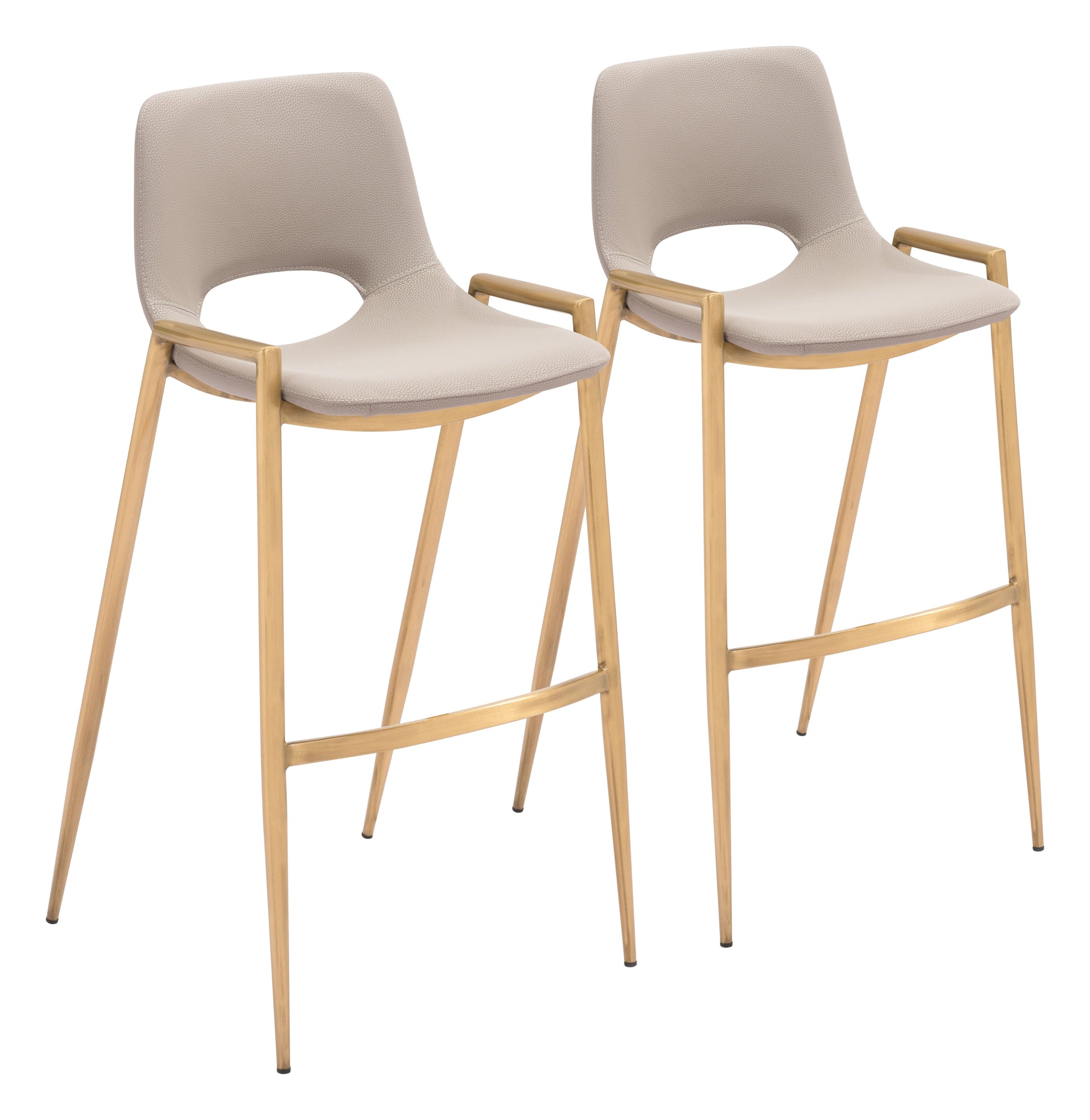 Desi Beige & Gold Barstool (Set of 2) - Ornate Home