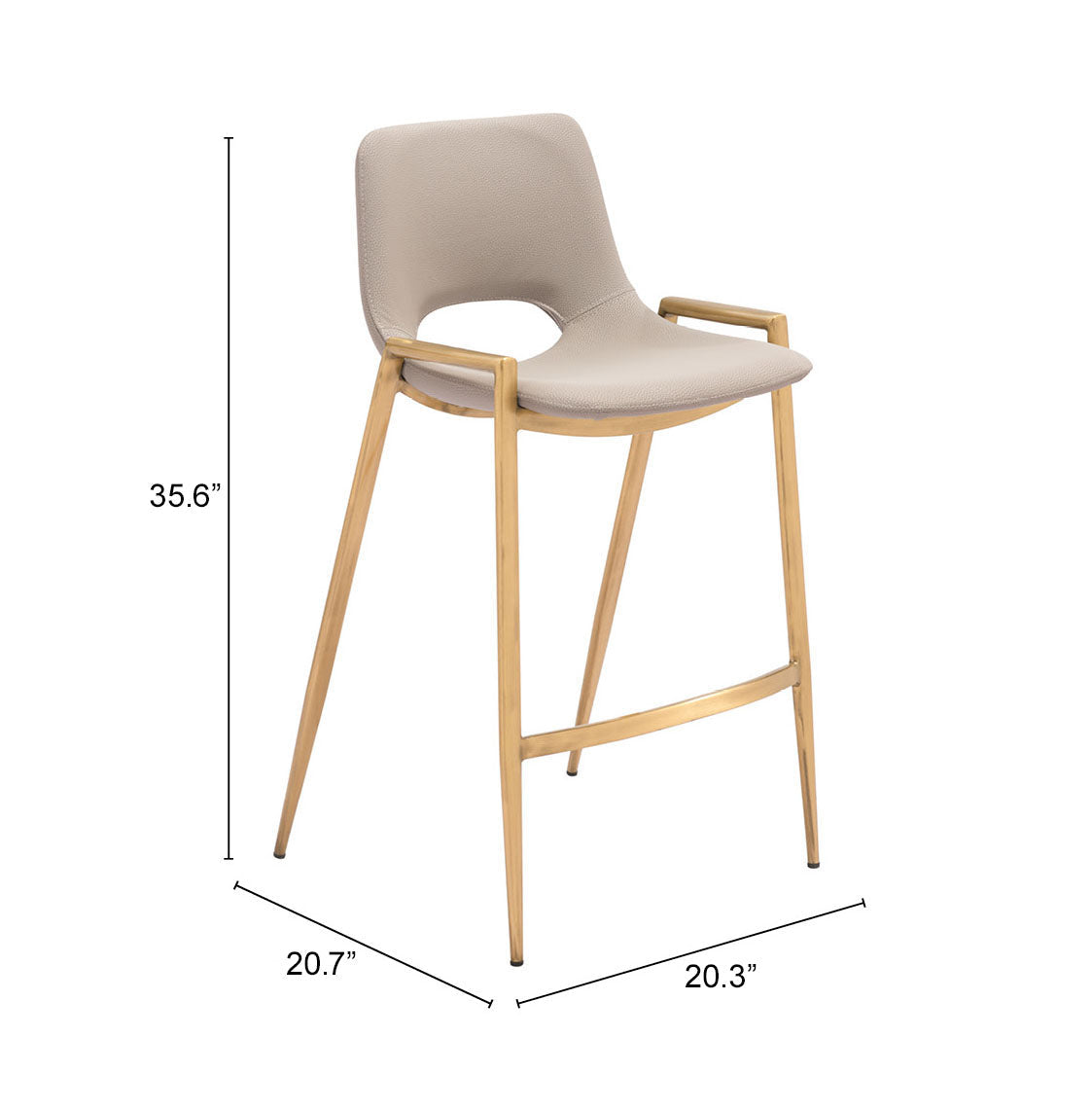 Desi Beige & Gold Counter Stool (Set of 2) - Ornate Home