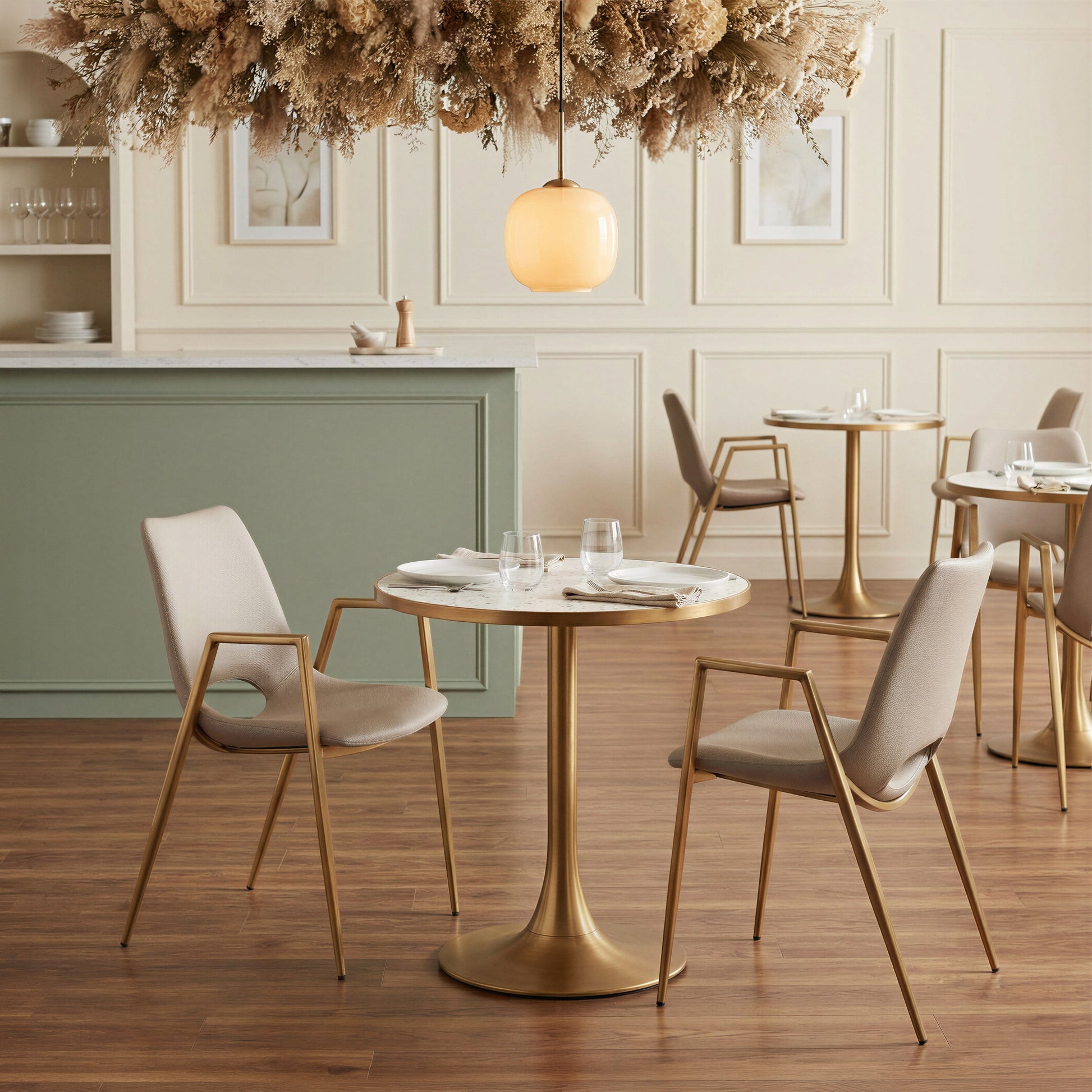 Desi Beige & Gold Dining Chair (Set of 2) - Ornate Home