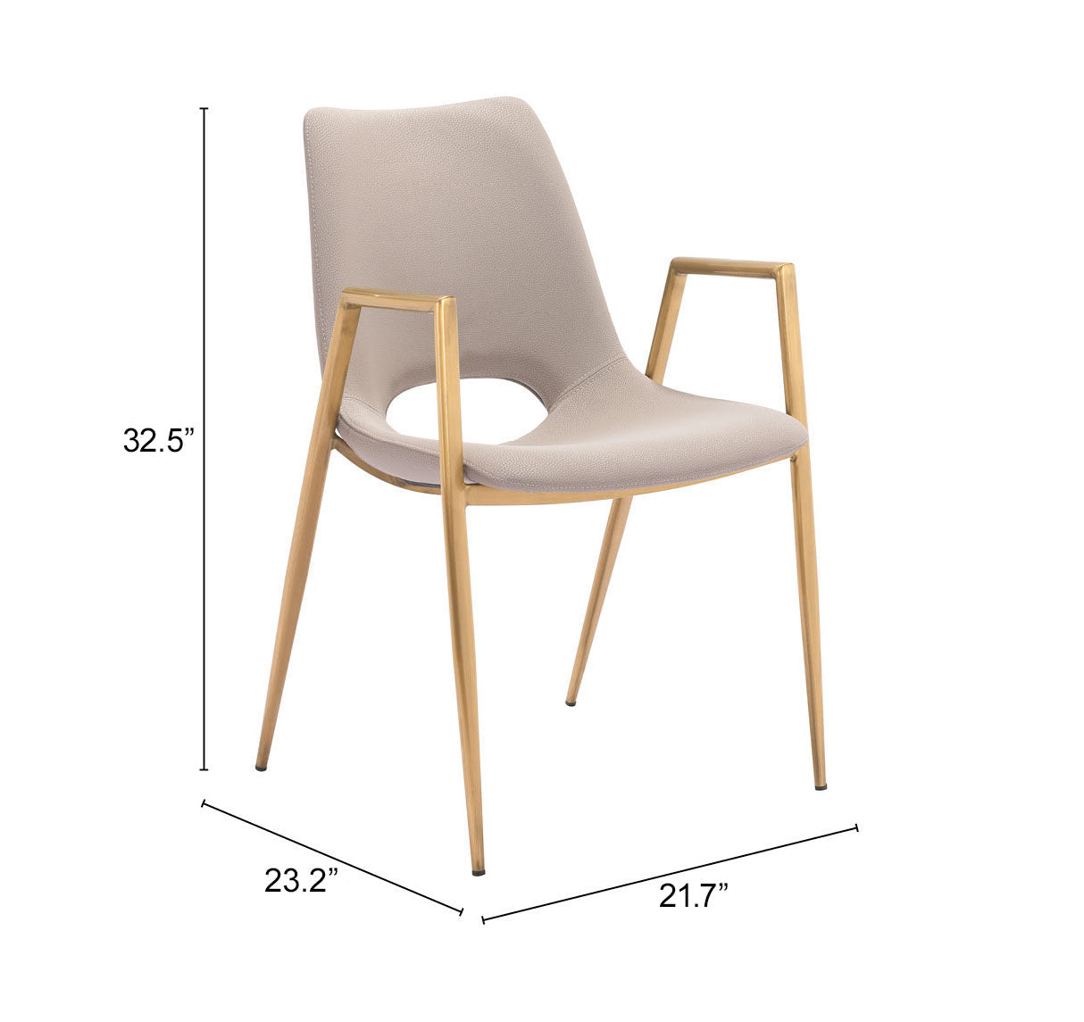 Desi Beige & Gold Dining Chair (Set of 2) - Ornate Home