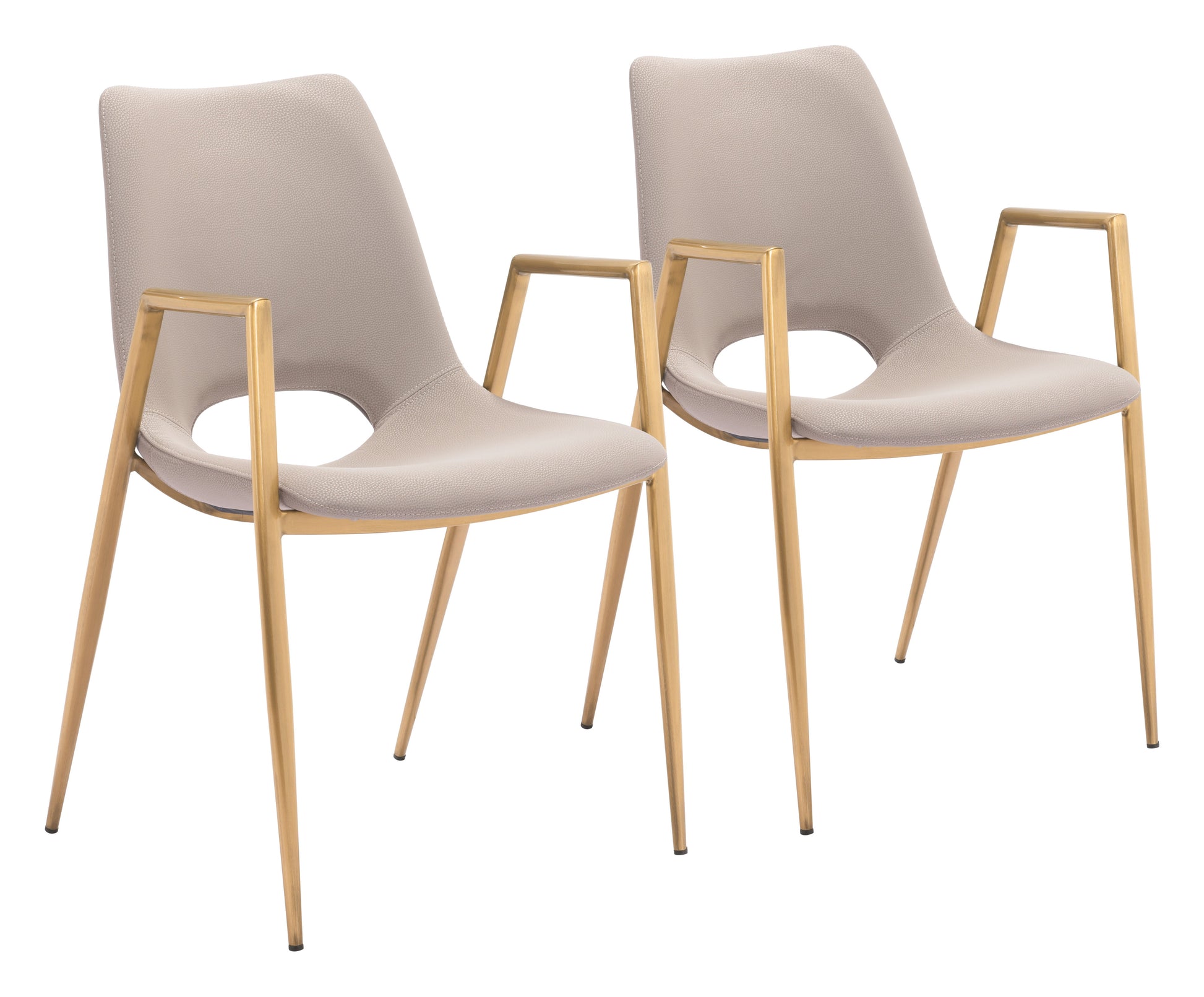 Desi Beige & Gold Dining Chair (Set of 2) - Ornate Home