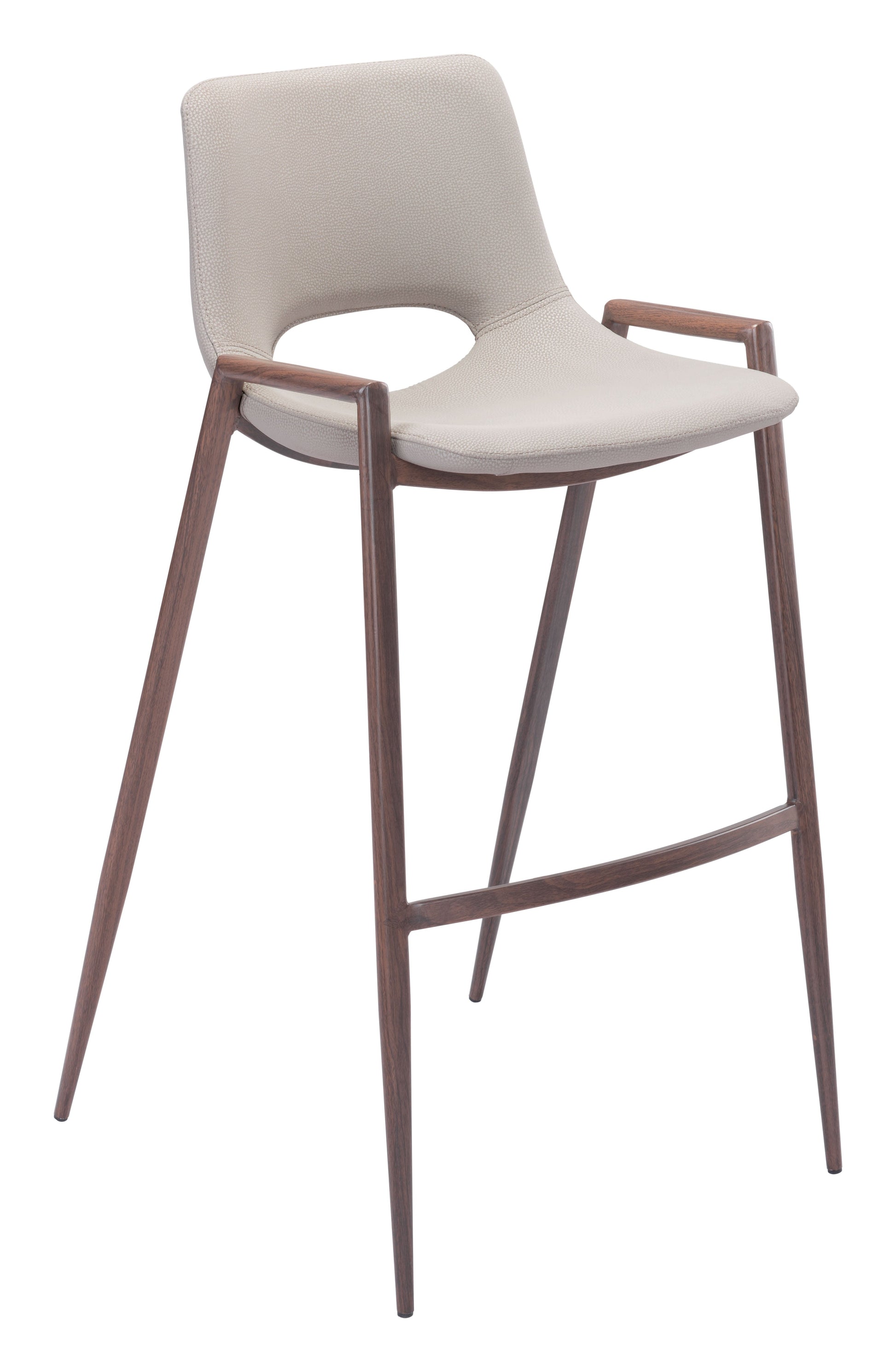 Desi Beige & Walnut Barstool (Set of 2) - Ornate Home