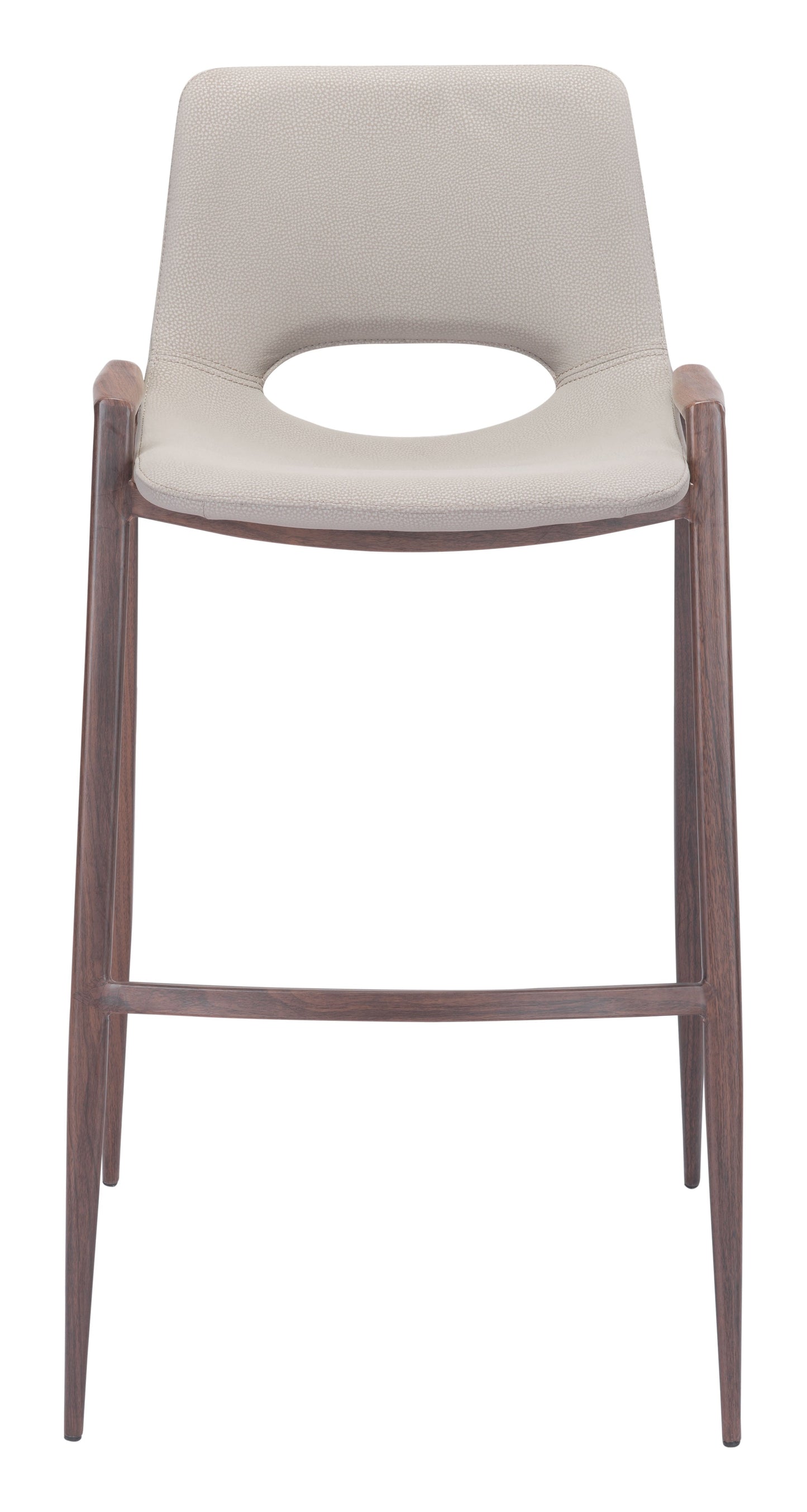 Desi Beige & Walnut Barstool (Set of 2) - Ornate Home