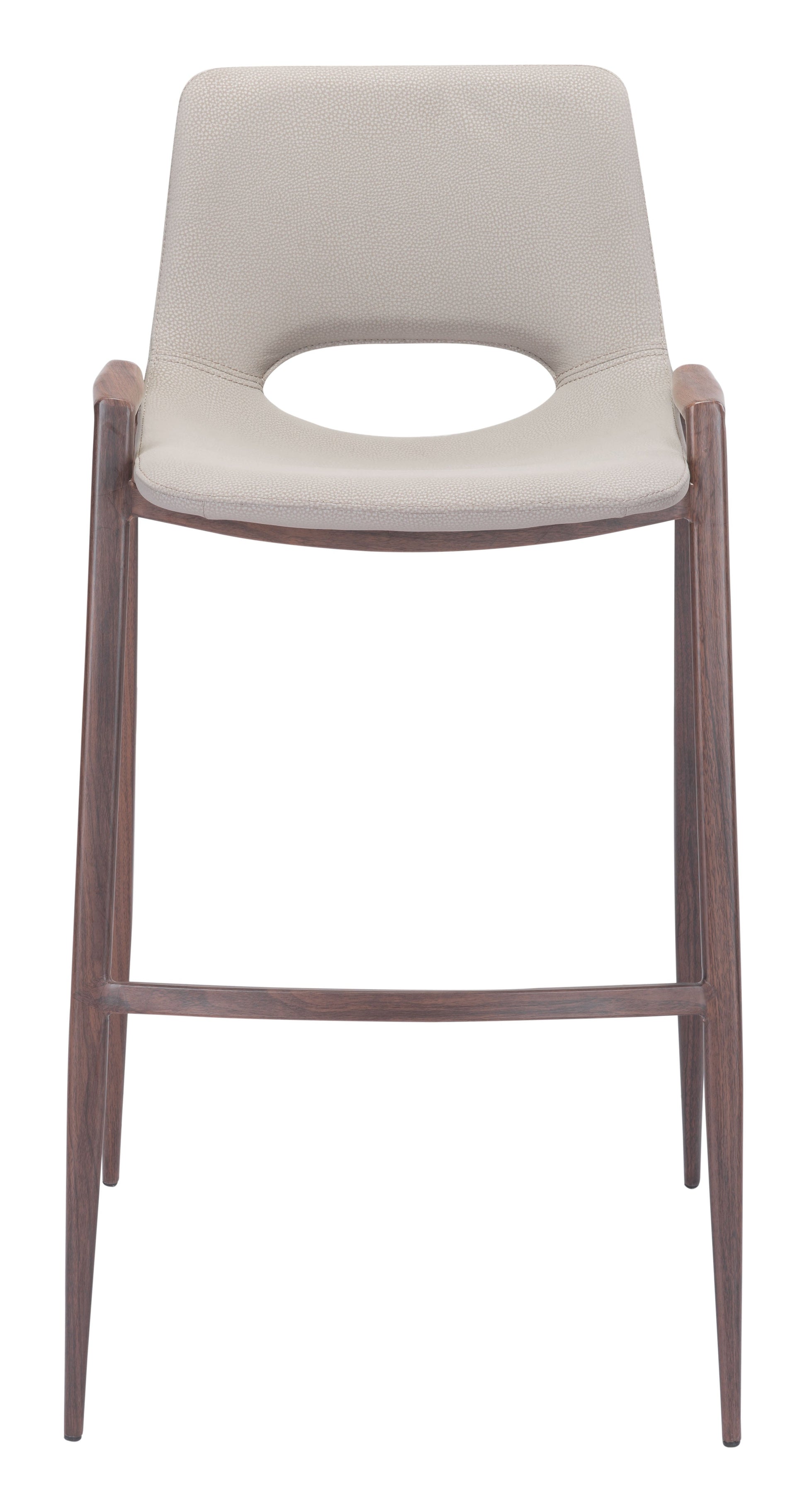 Desi Beige & Walnut Barstool (Set of 2) - Ornate Home