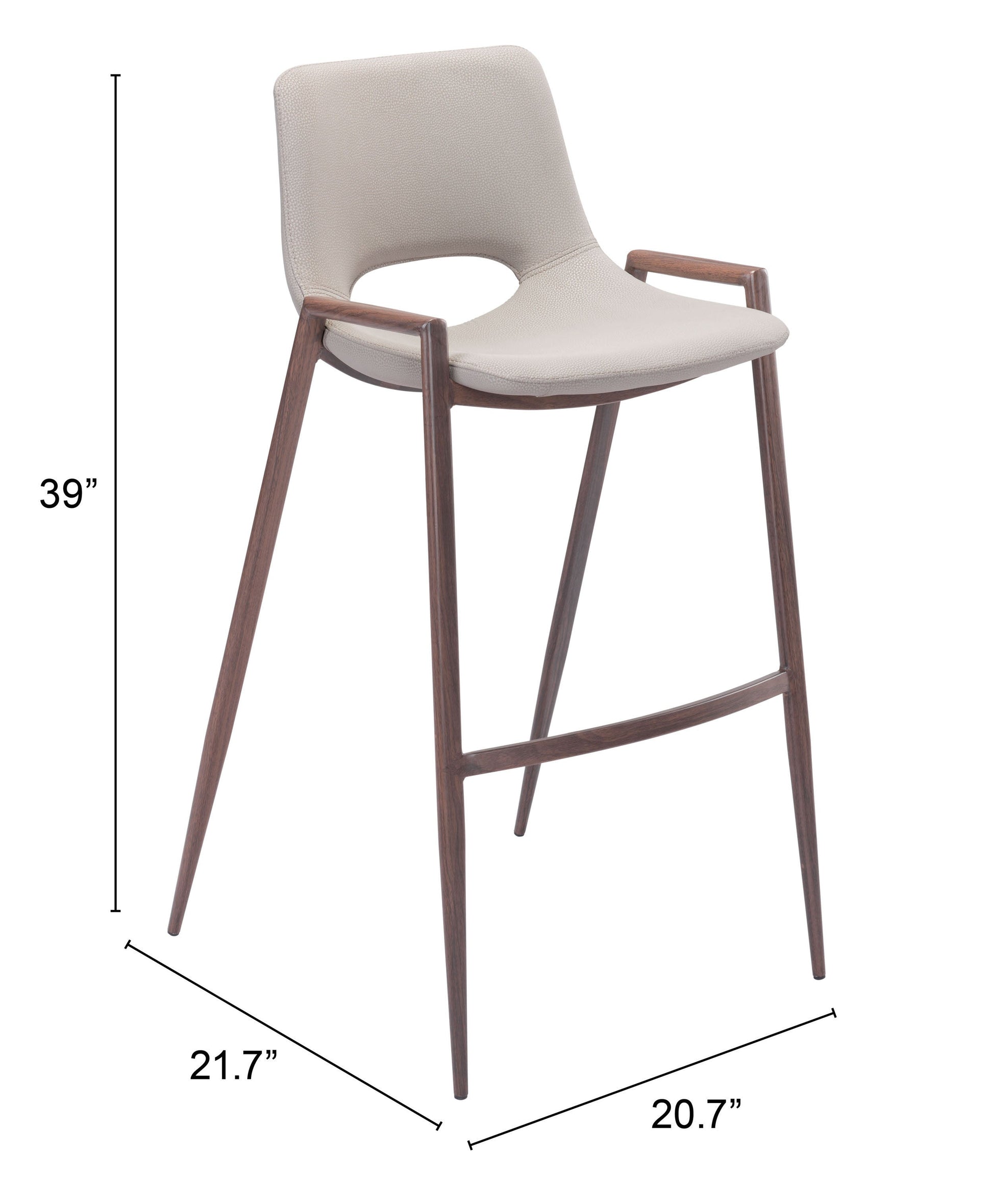 Desi Beige & Walnut Barstool (Set of 2) - Ornate Home